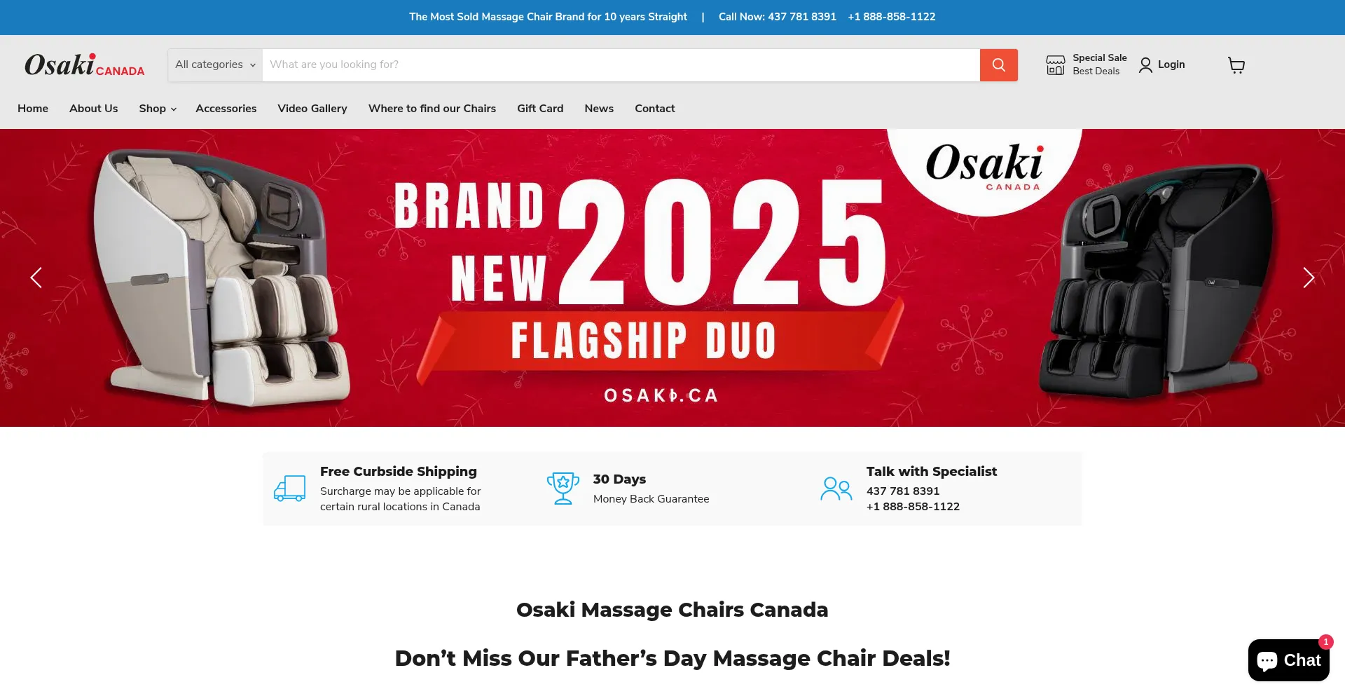 Website screenshot of Osaki.ca