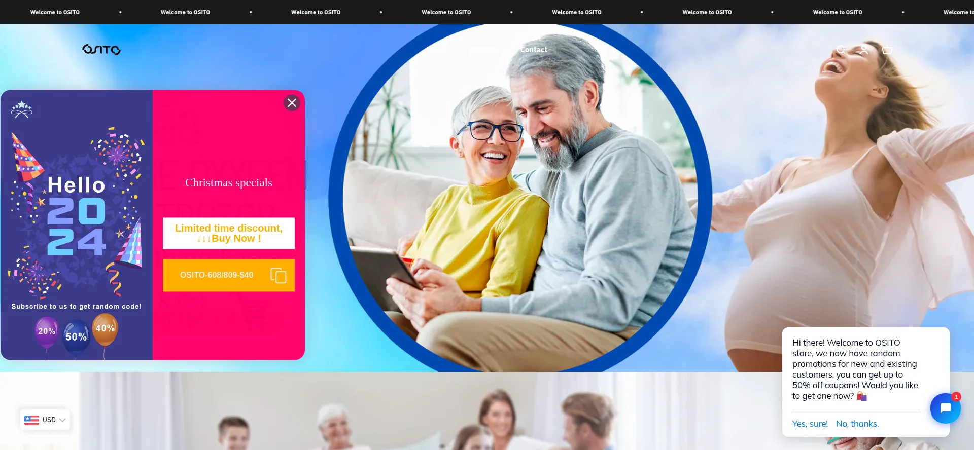 Website screenshot of Ositooxygenconcentrator.com