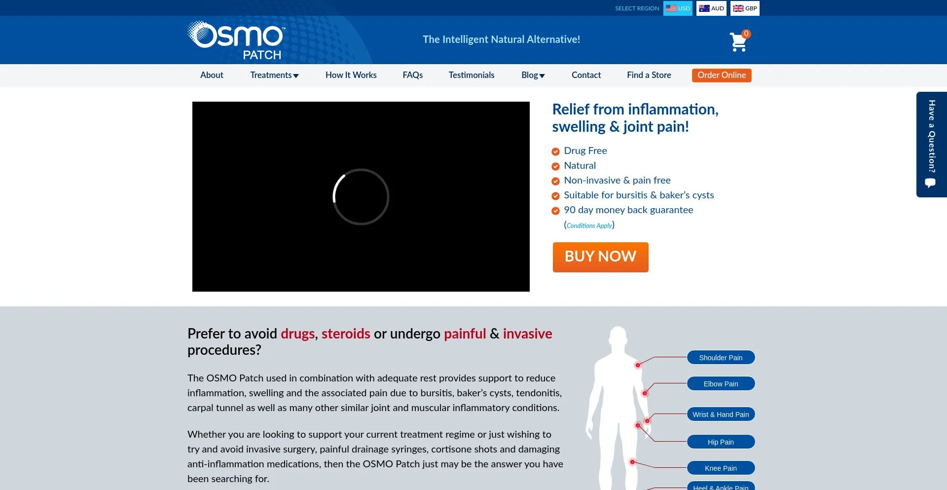 Website screenshot of Osmopatch.com