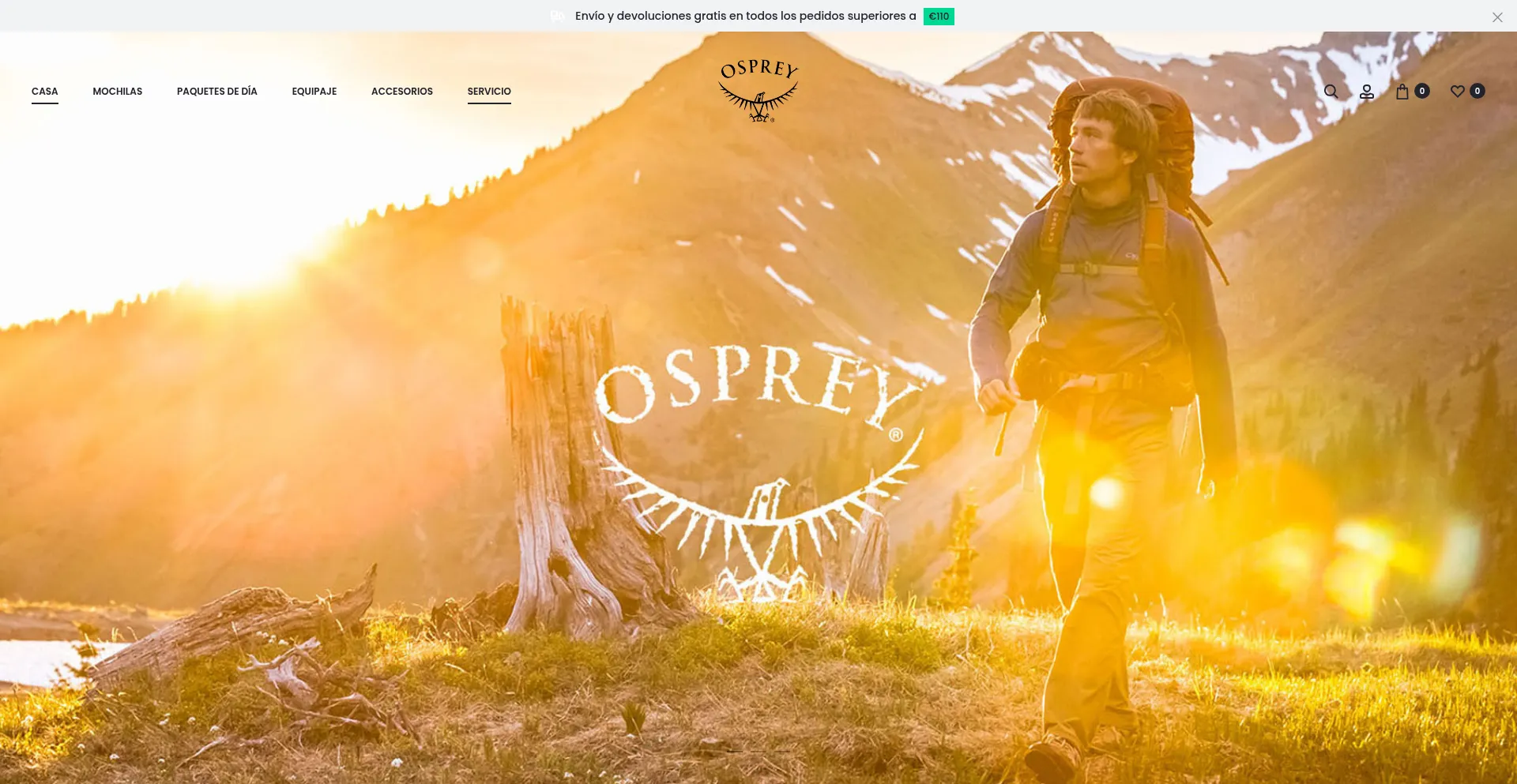 Website screenshot of Osprey.com.es