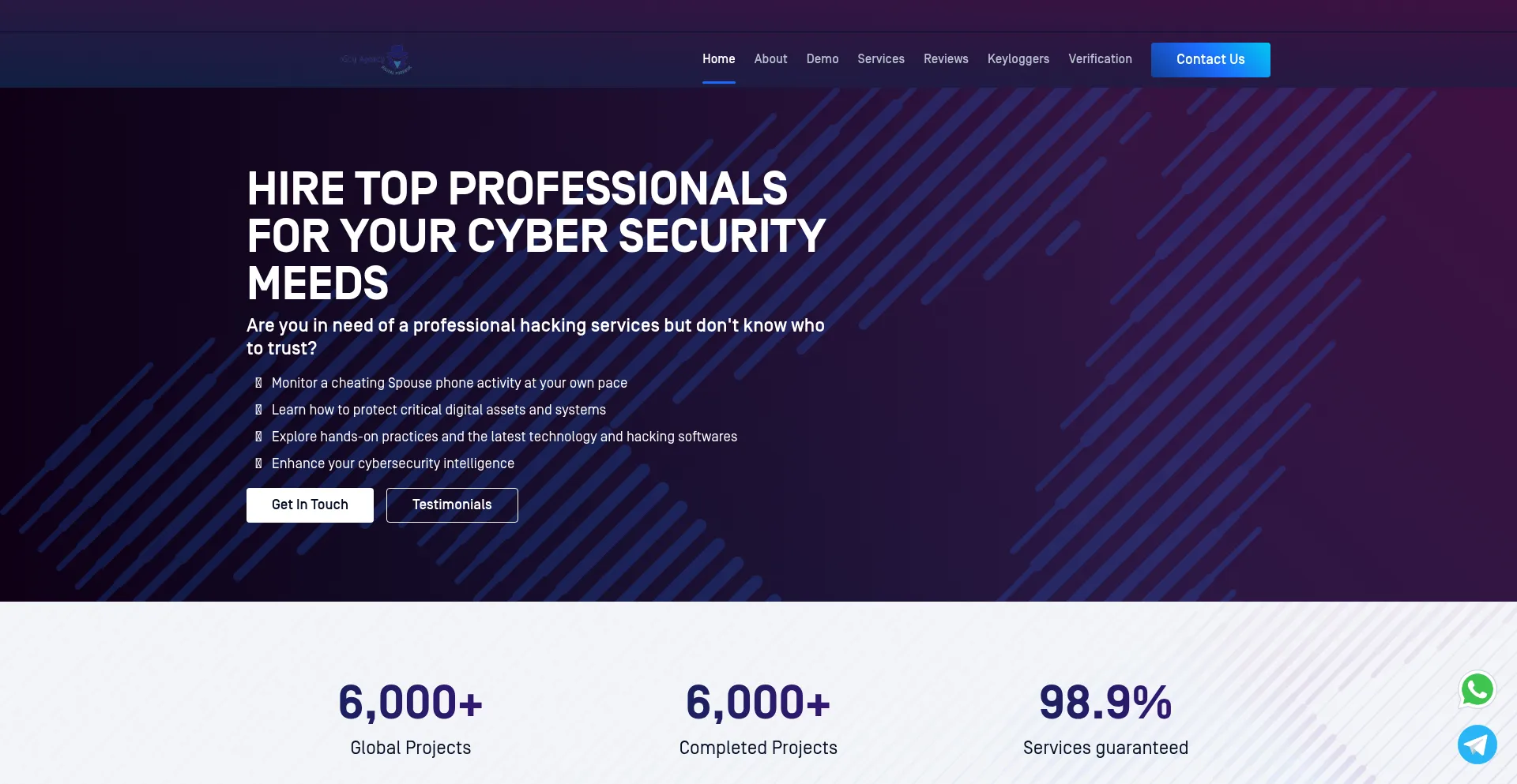 Website screenshot of Ospycyberagency.com