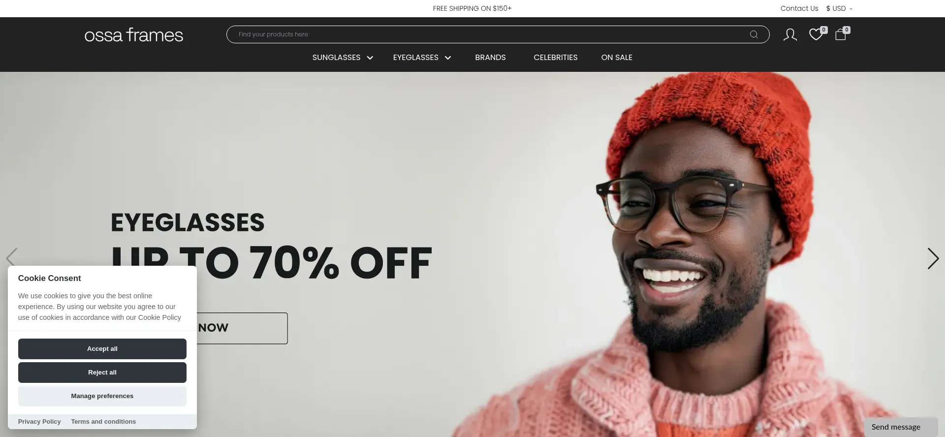 Website screenshot of Ossaframes.com