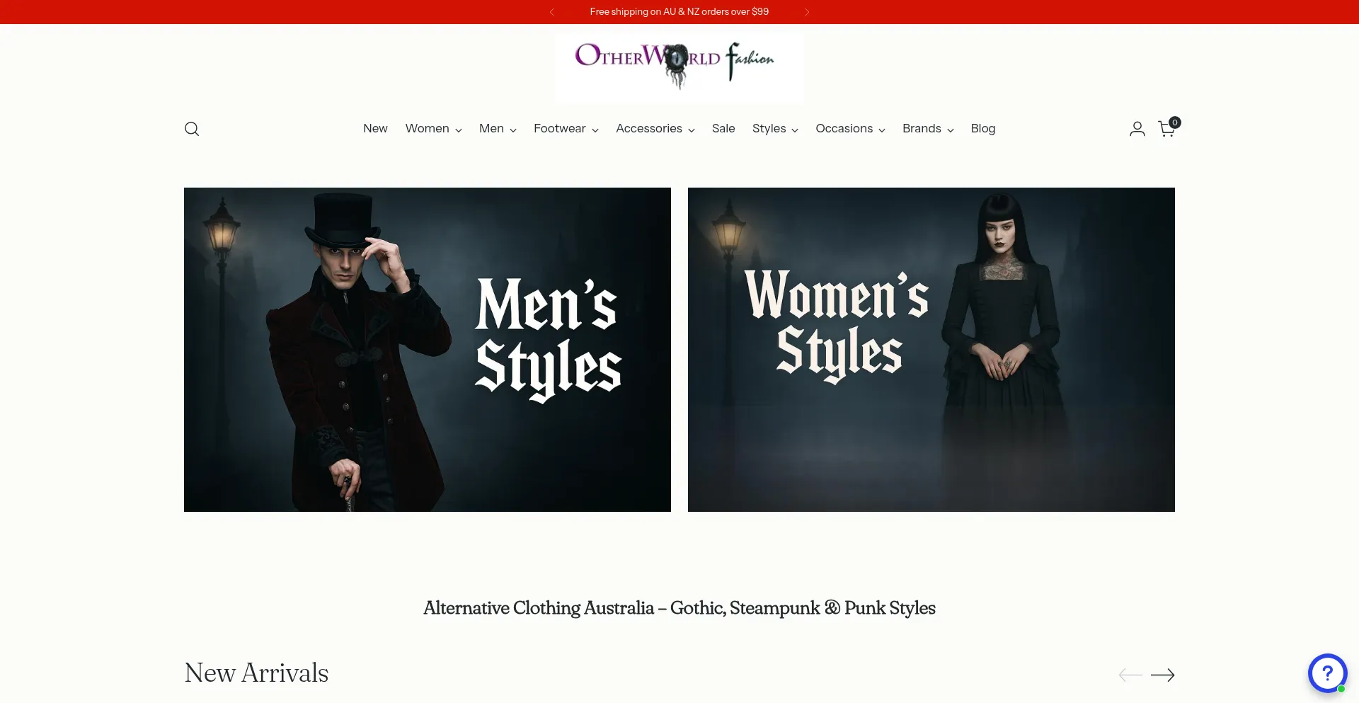 Website screenshot of Otherworldfashion.com