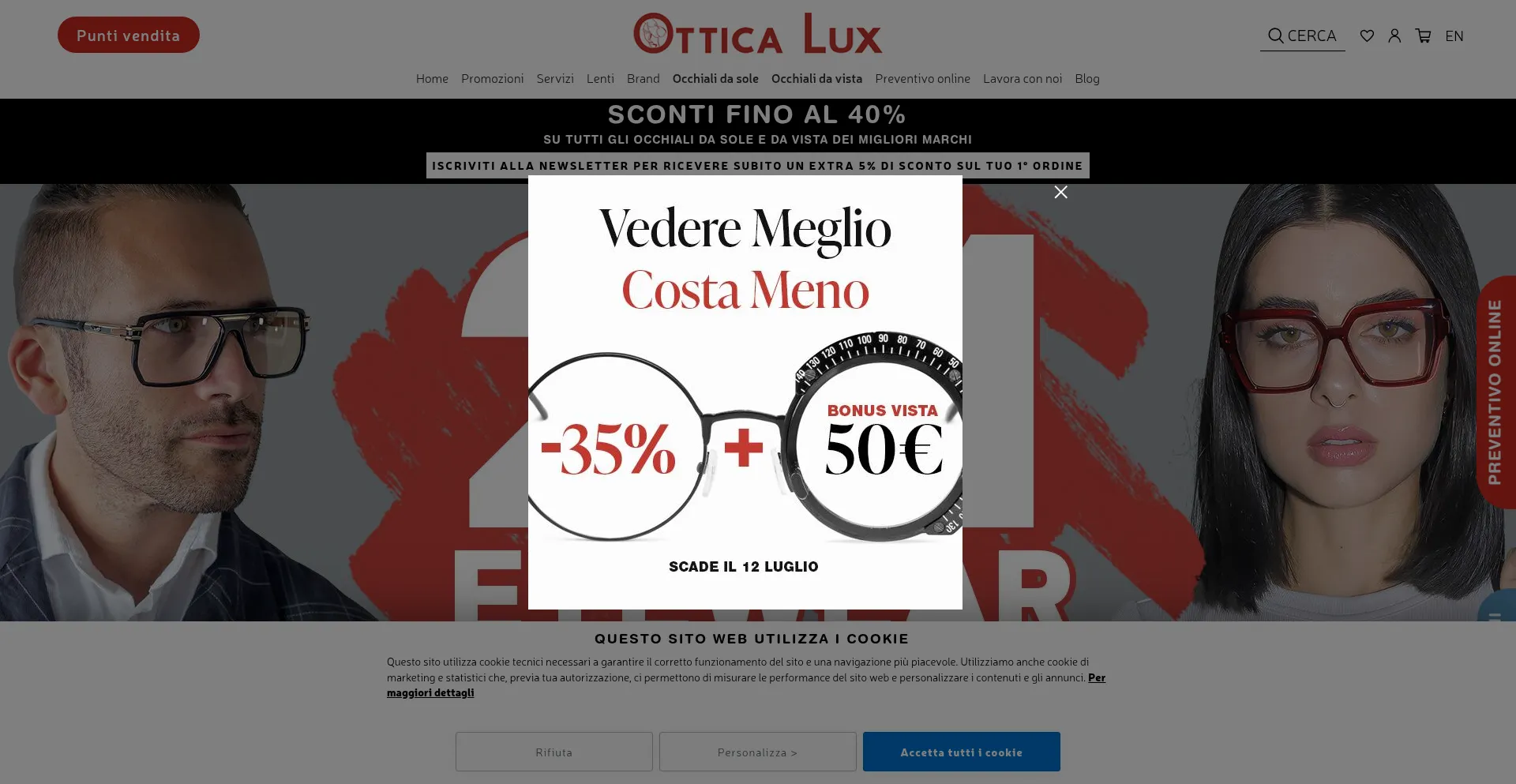 Website screenshot of Ottica-lux.com