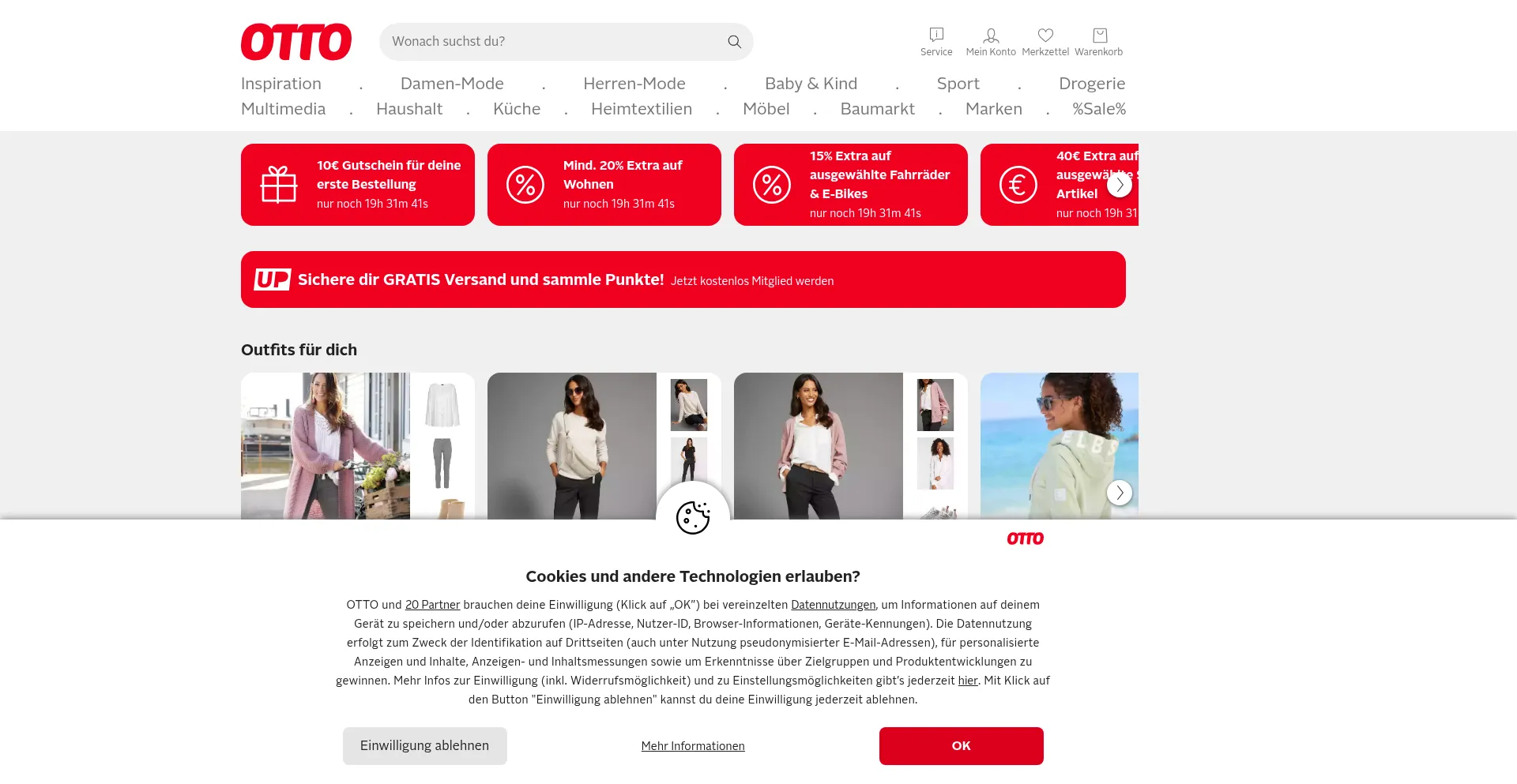 Website screenshot of Otto.de