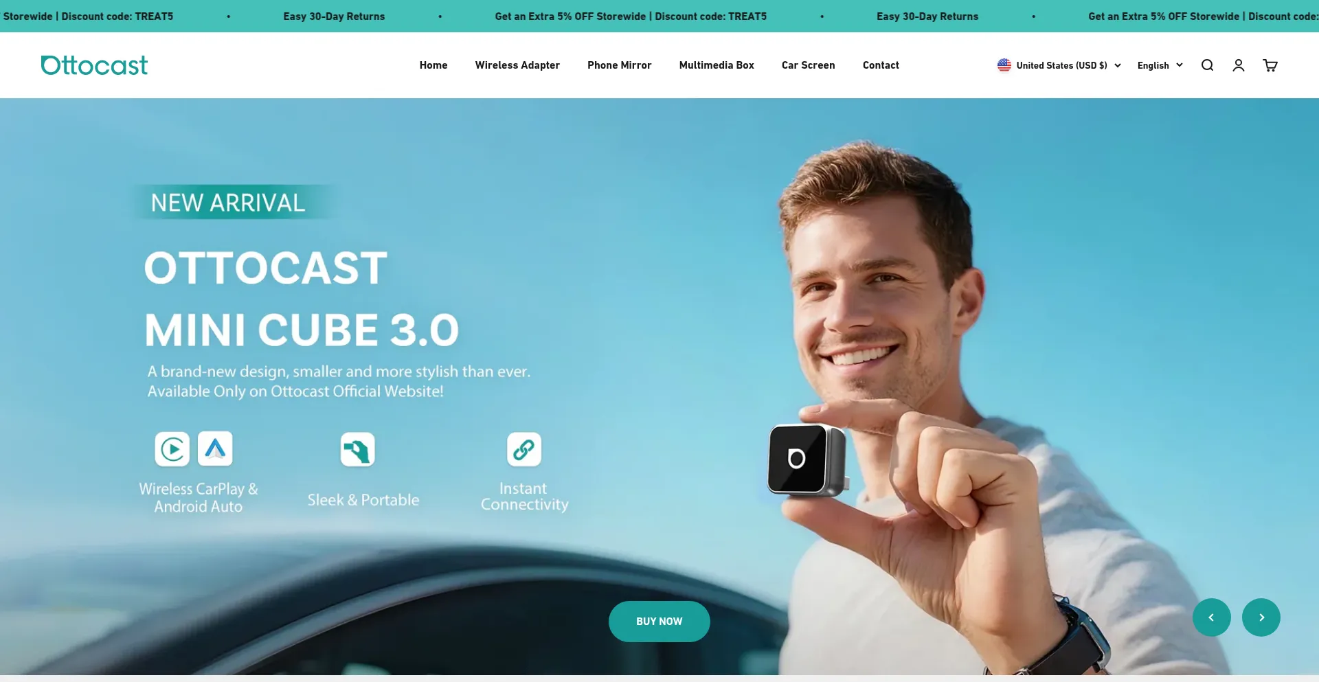 Website screenshot of Ottocast.us