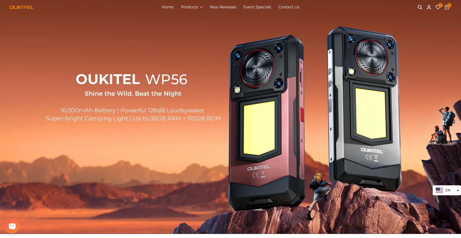 Website screenshot of Oukitel.store