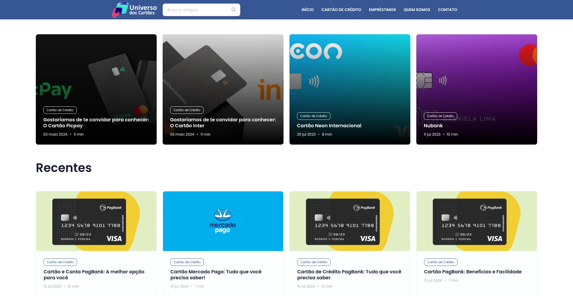 Website screenshot of Ouniversodoscartoes.com