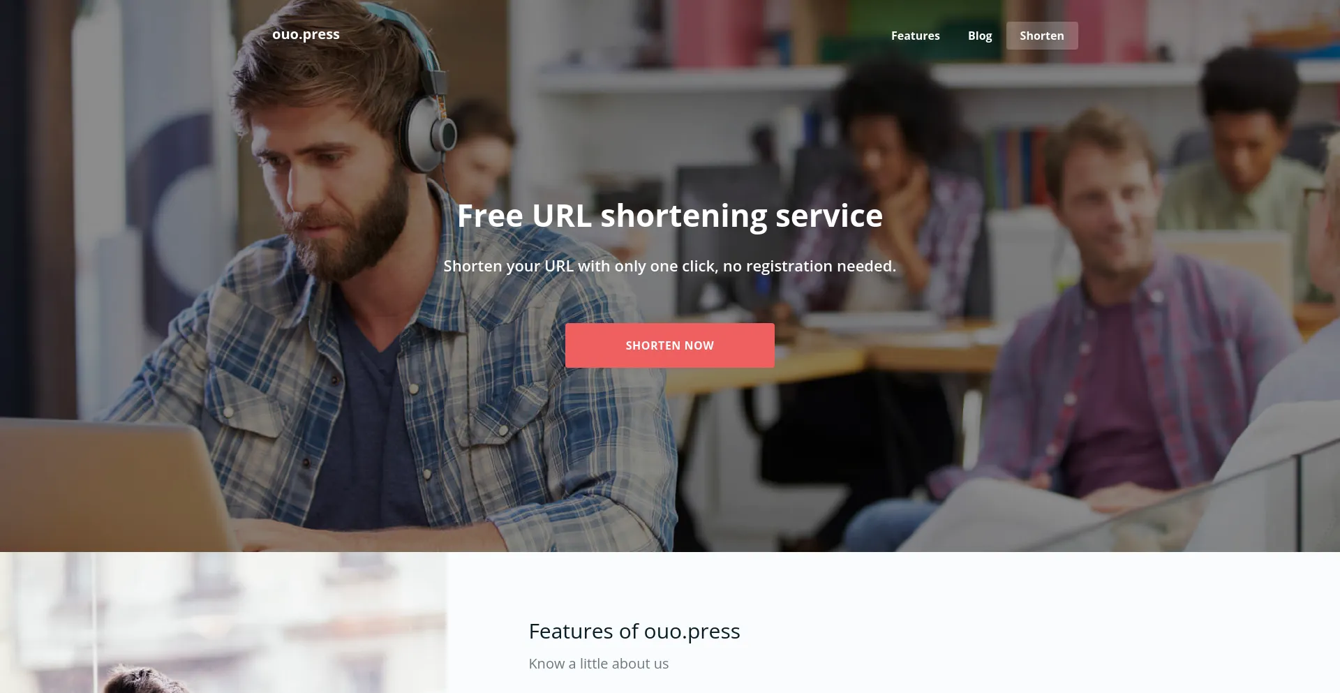 Website screenshot of Ouo.press