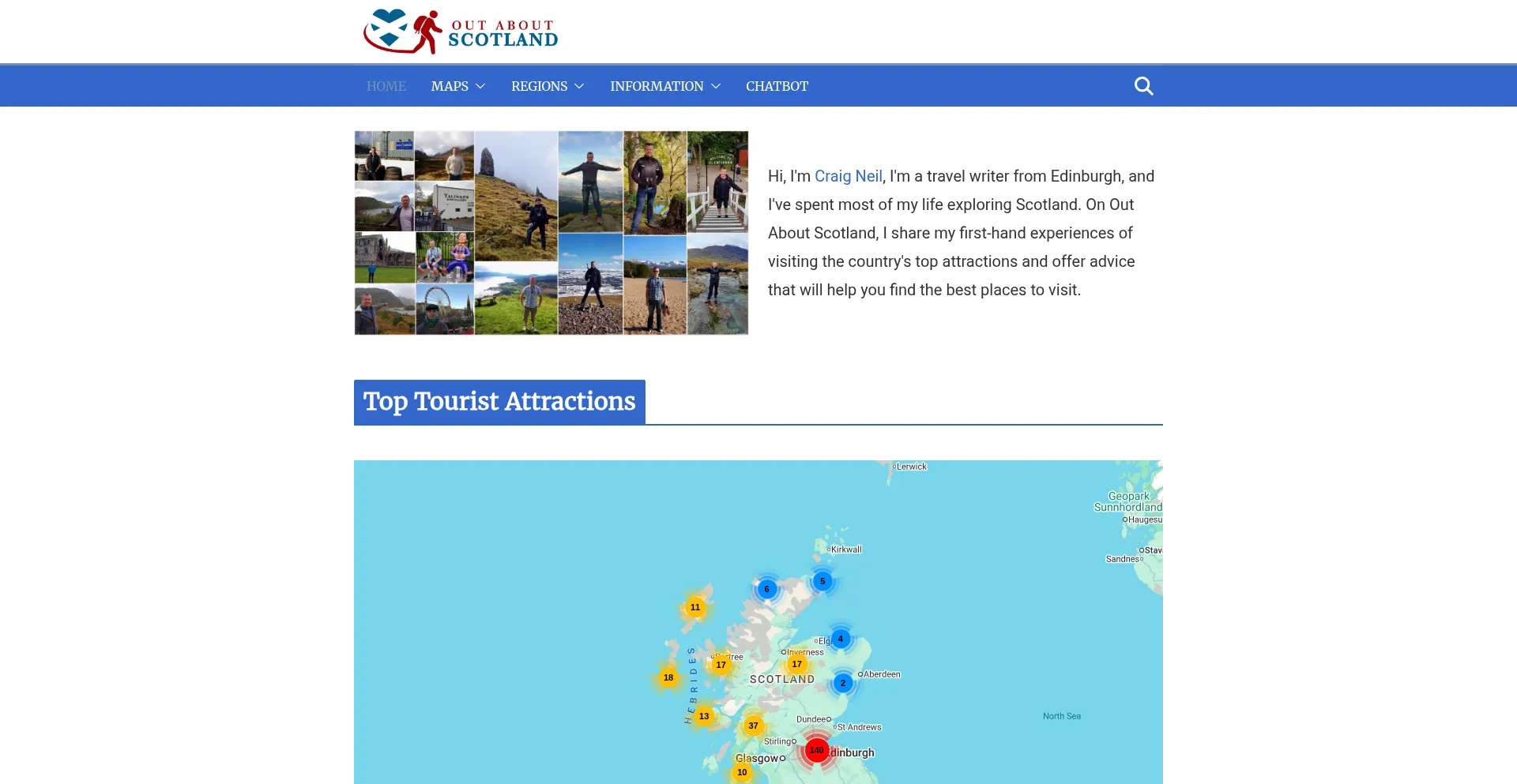 Website screenshot of Outaboutscotland.com