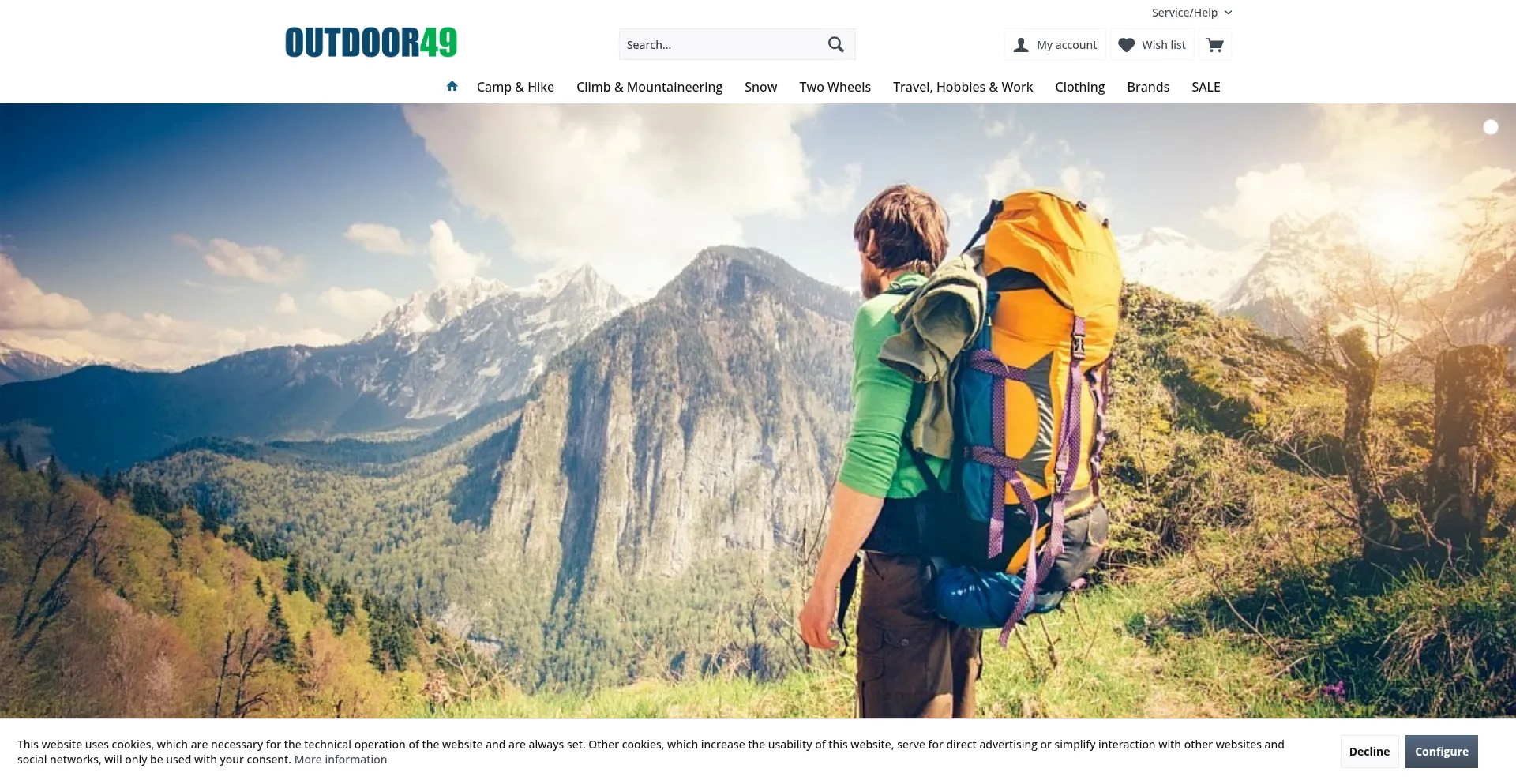 Website screenshot of Outdoor49.com