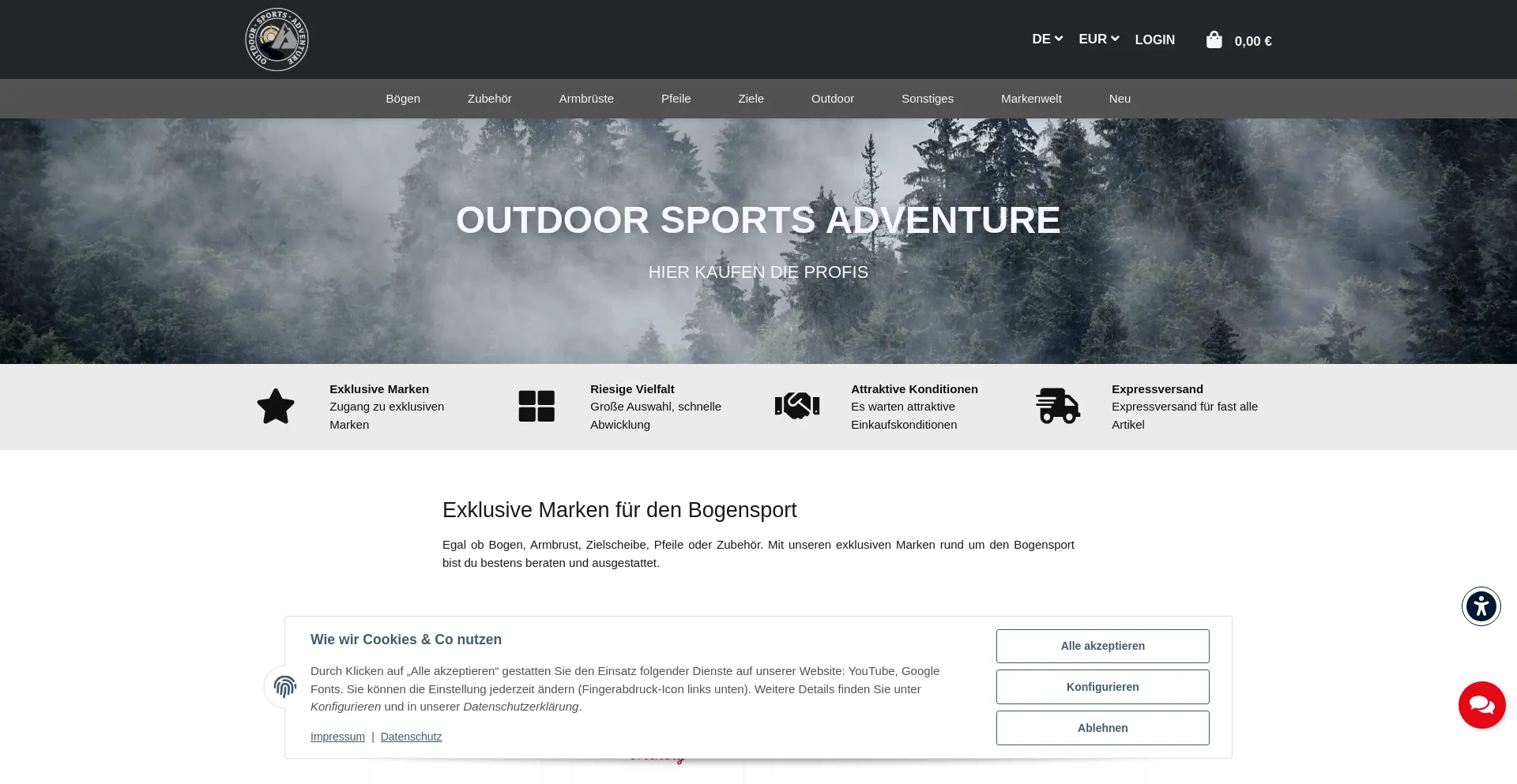 Website screenshot of Outdoor-sports-adventure.com