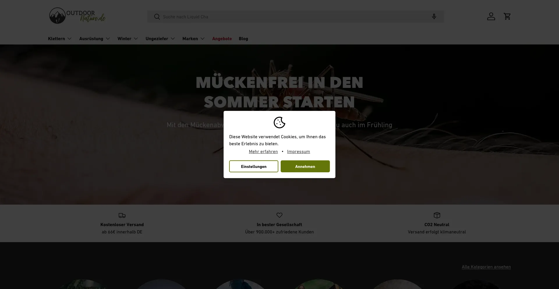 Website screenshot of Outdoornature.de