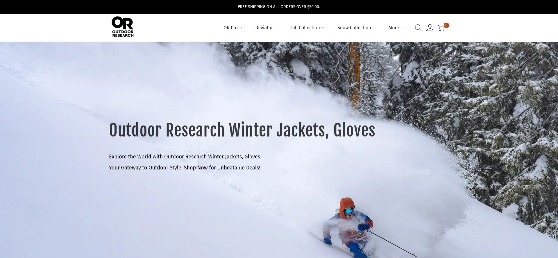Website screenshot of Outdoorresearchpro.com