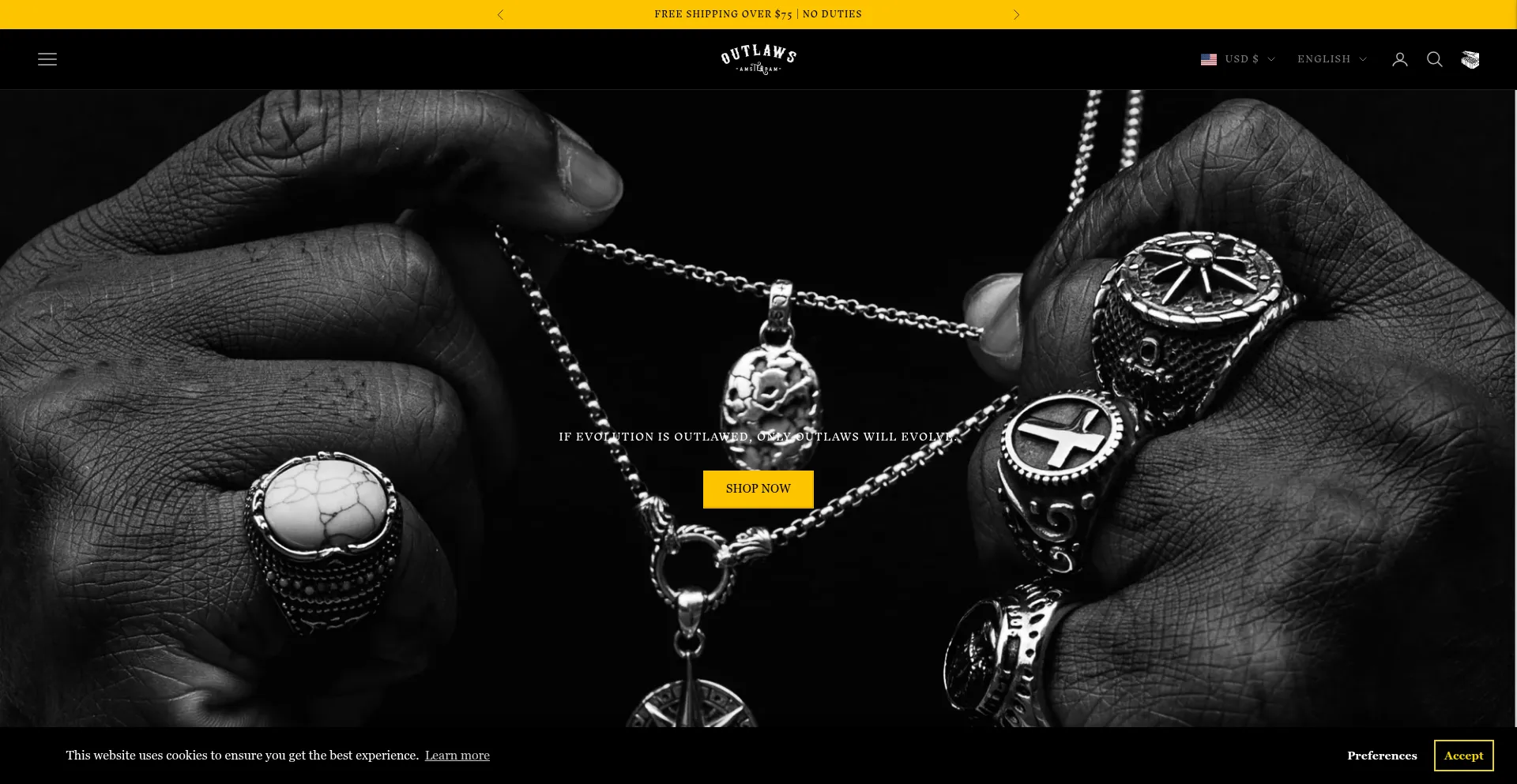 Website screenshot of Outlaws.amsterdam