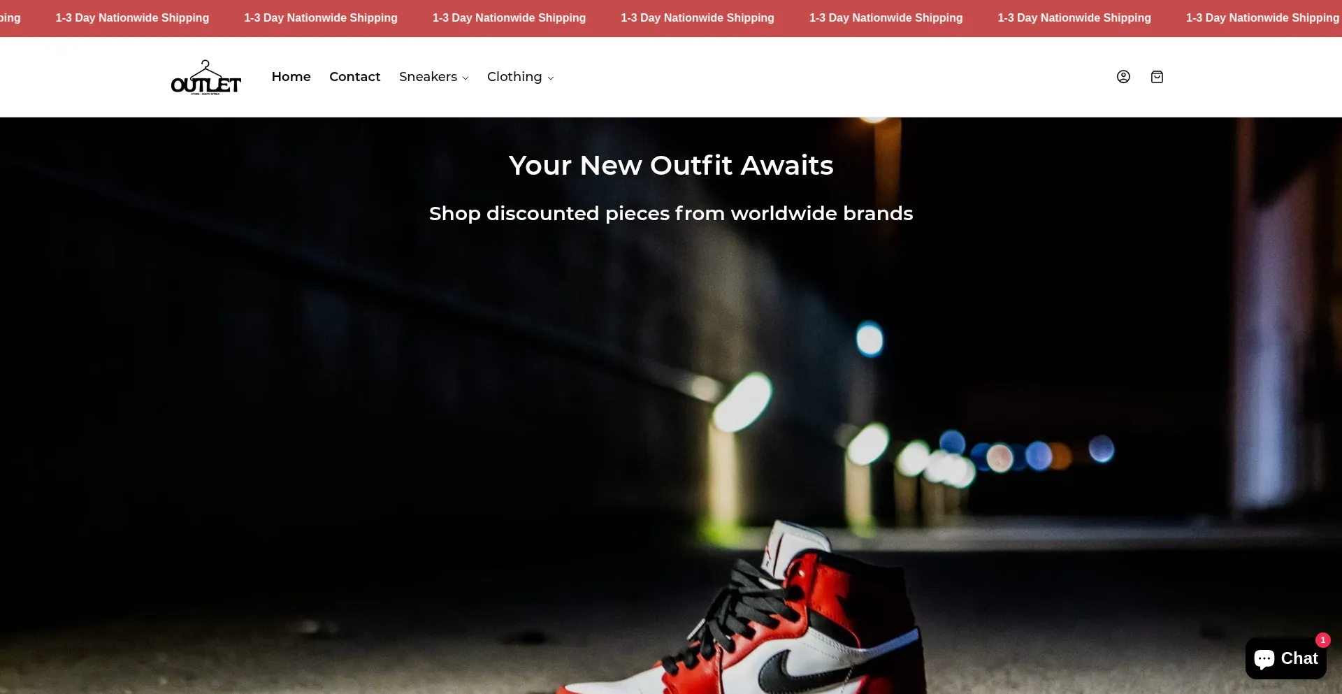 Website screenshot of Outlet-store.co.za
