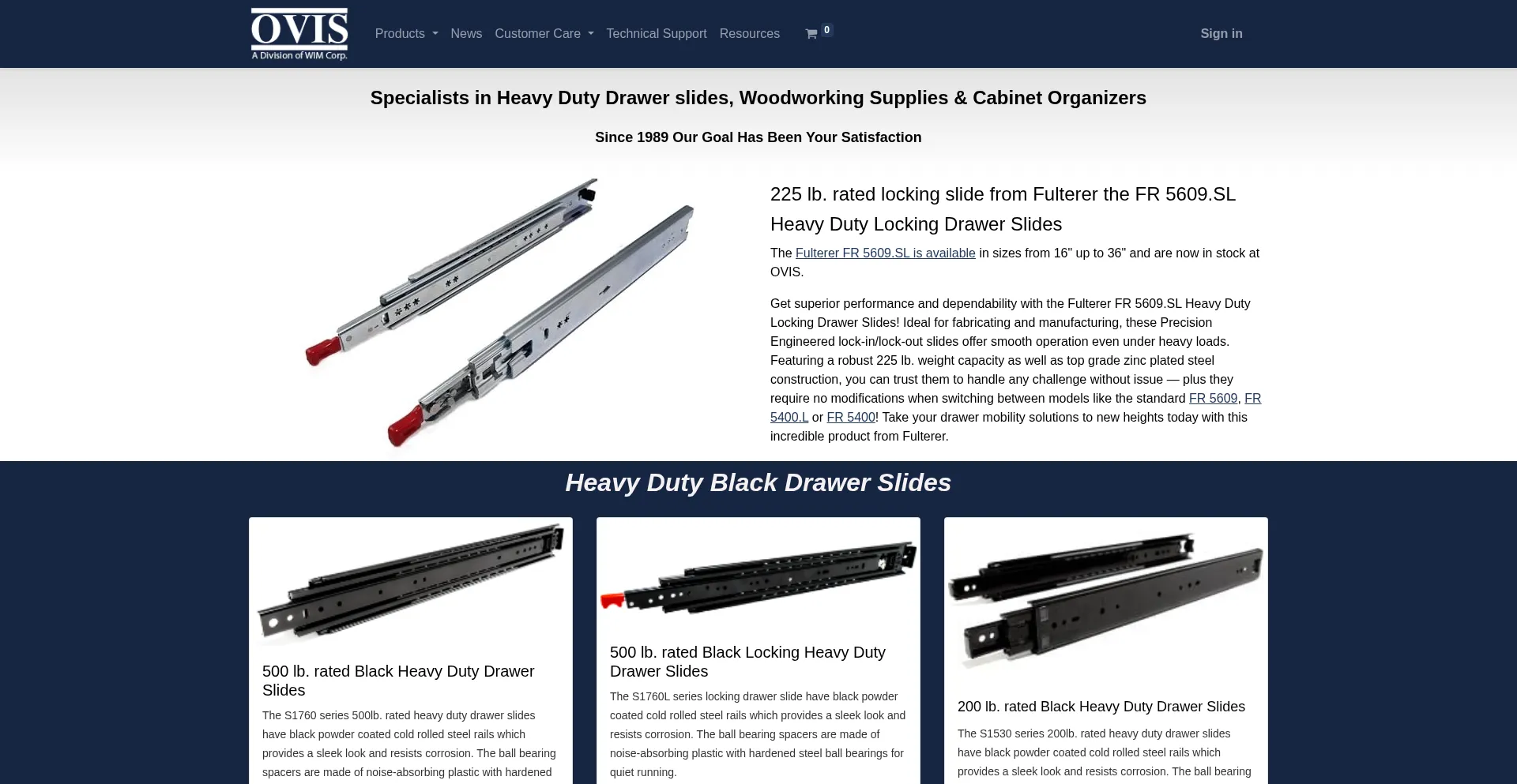 Website screenshot of Ovisonline.com
