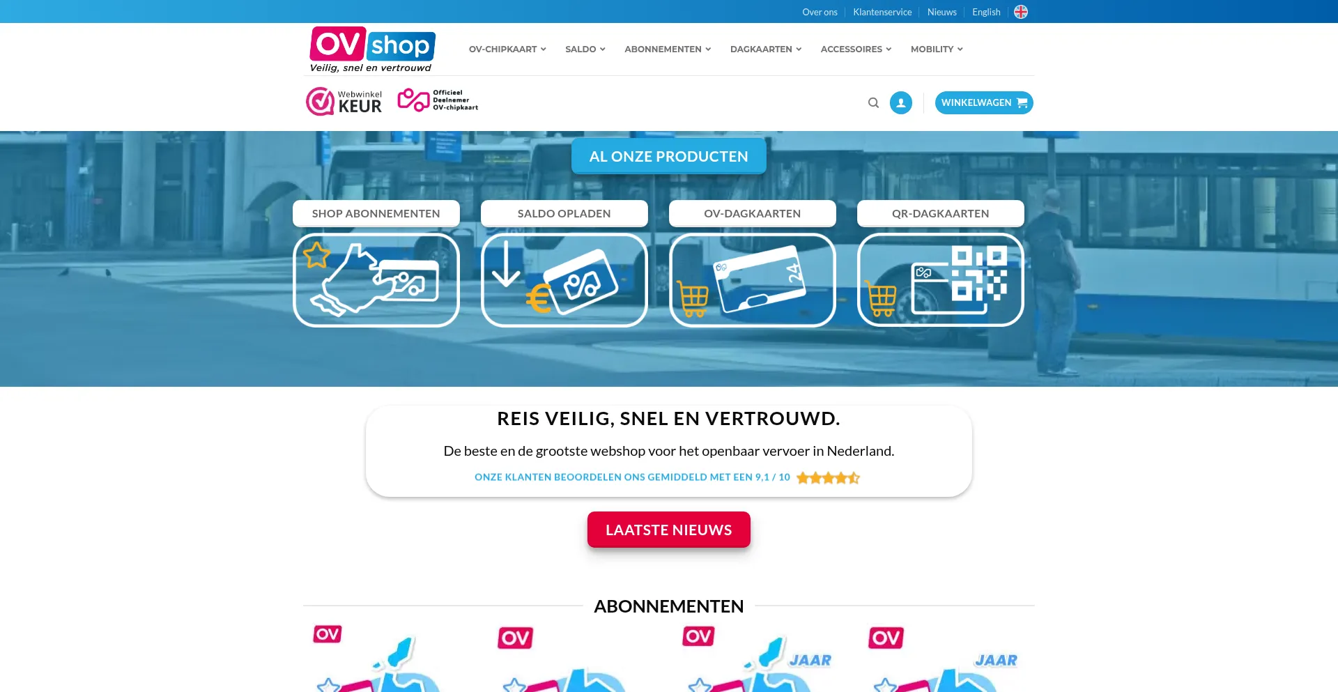 Website screenshot of Ovshop.nl