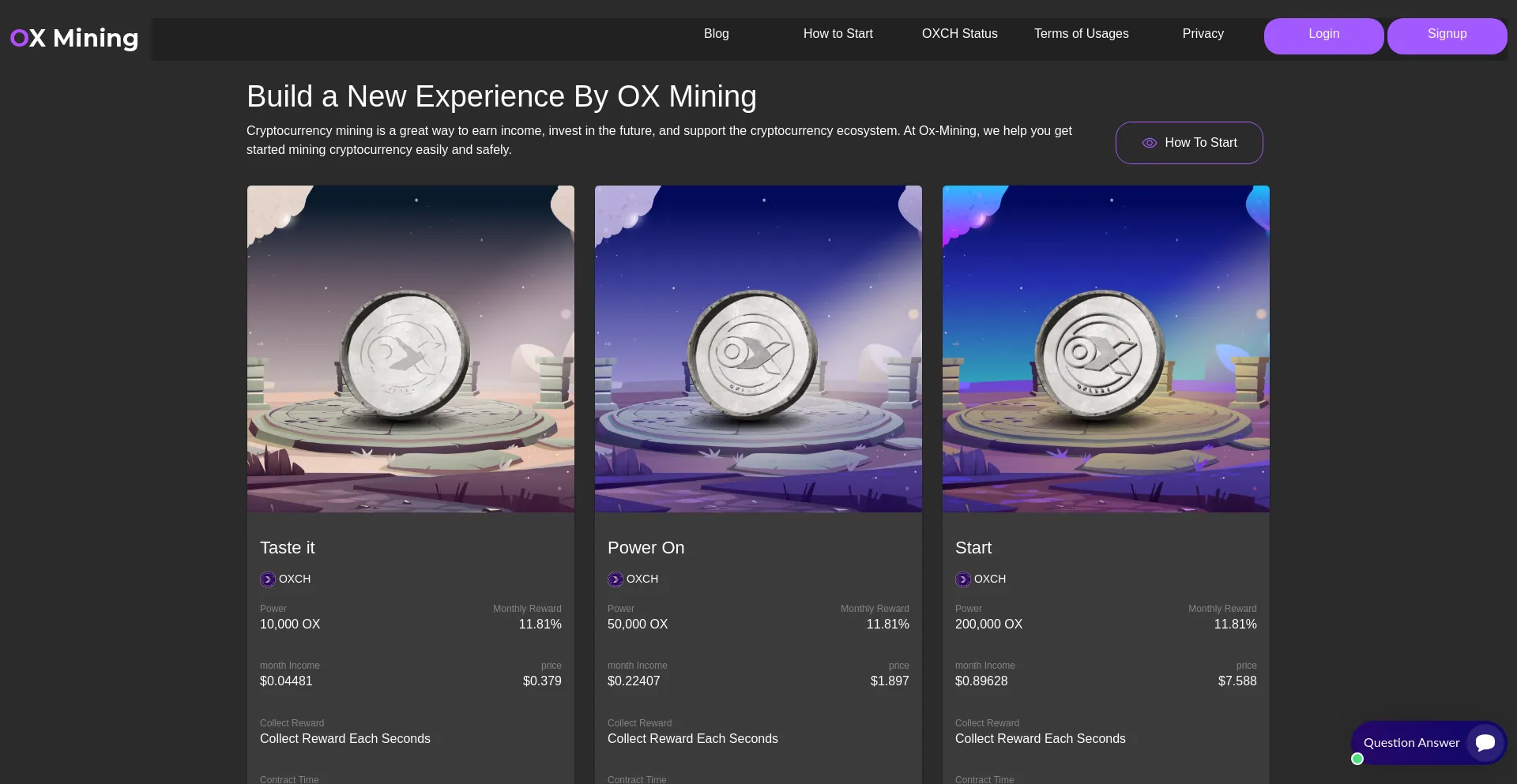 Website screenshot of Ox-mining.com