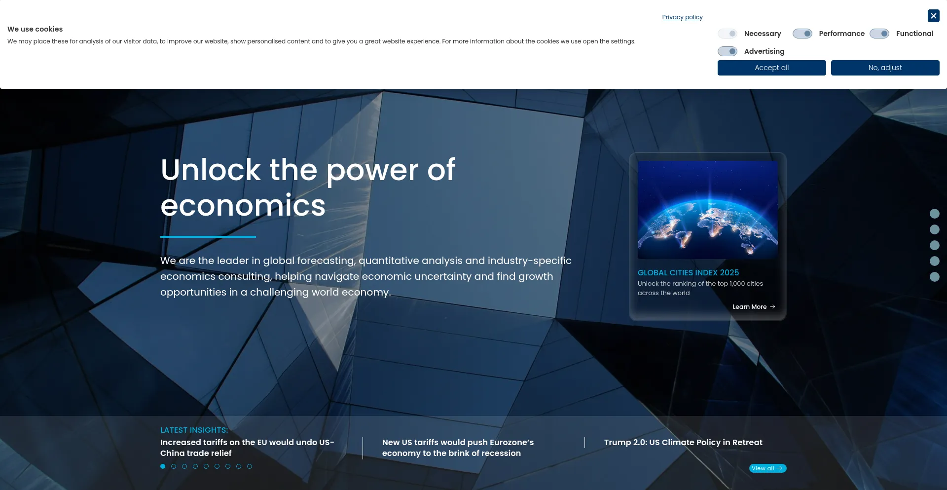 Website screenshot of Oxfordeconomics.com