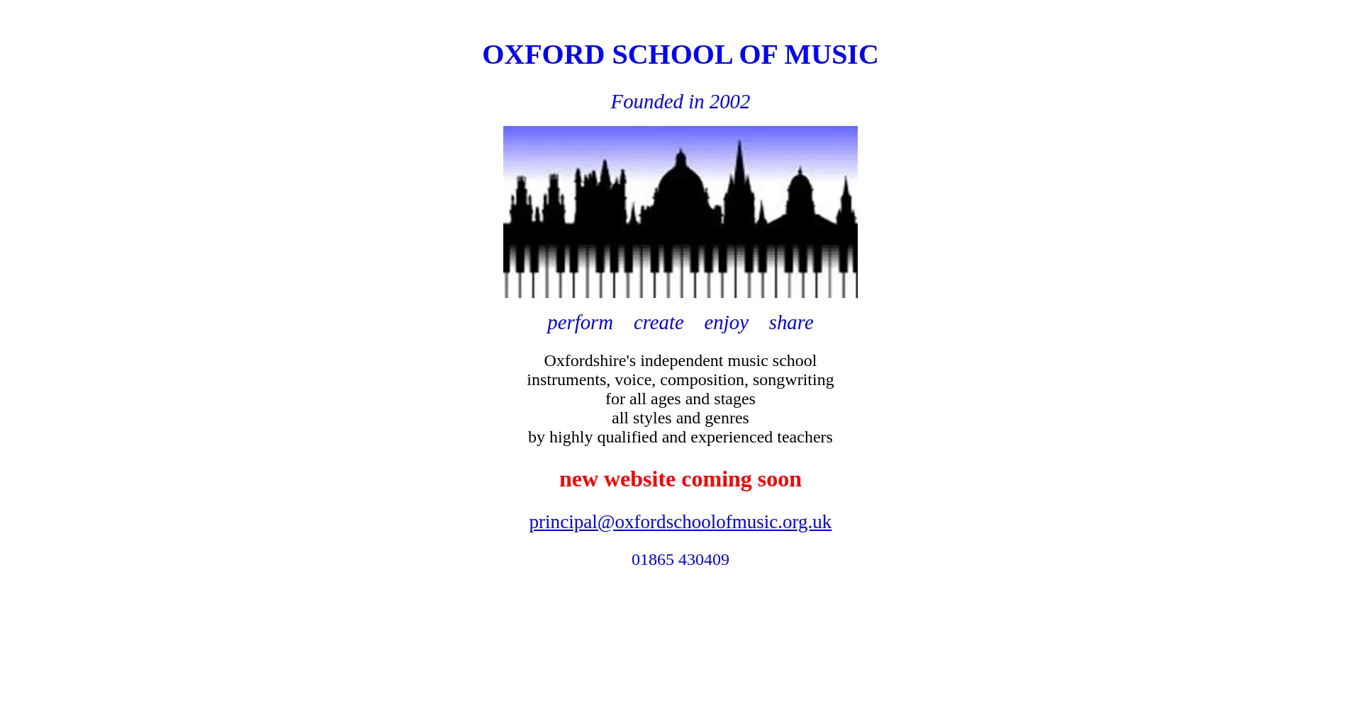 Website screenshot of Oxfordschoolofmusic.org.uk