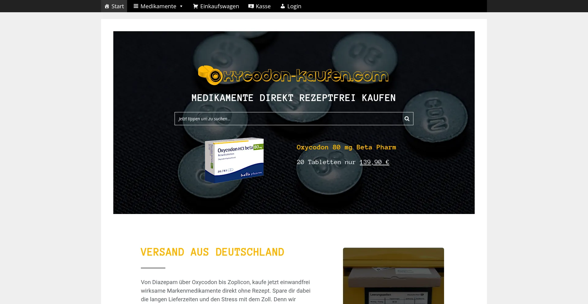 Website screenshot of Oxycodon-kaufen.com