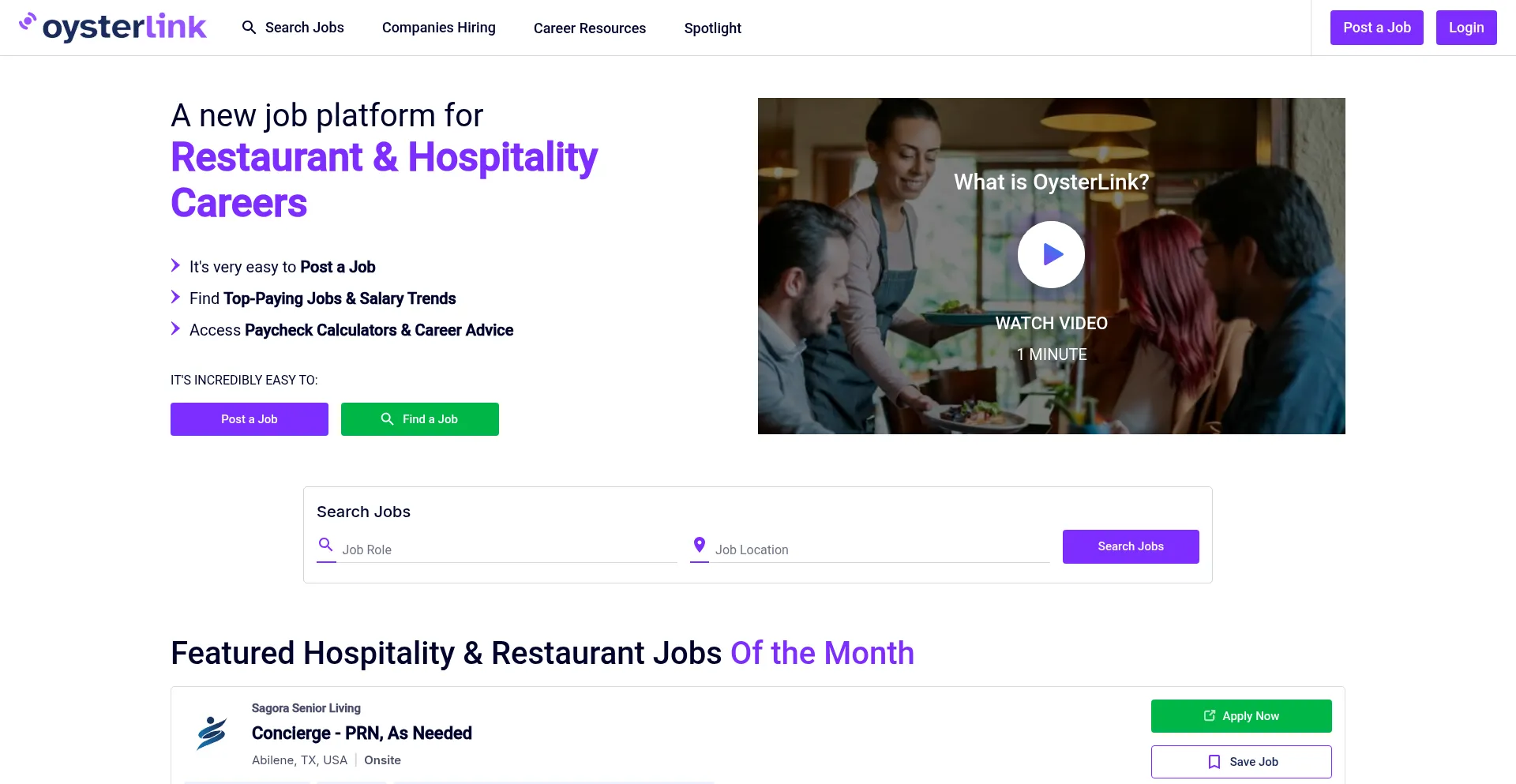 Website screenshot of Oysterlink.com
