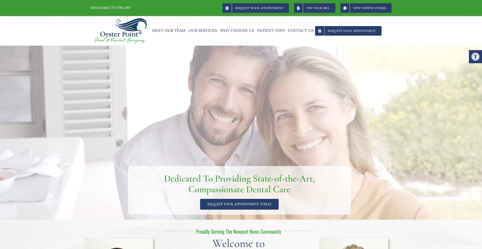 Website screenshot of Oysterpointoralandfacialsurgery.net