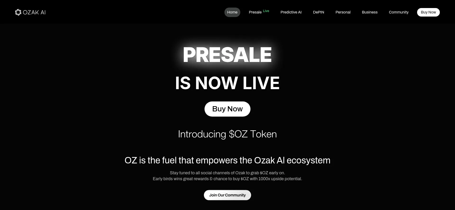 Website screenshot of Ozak.ai