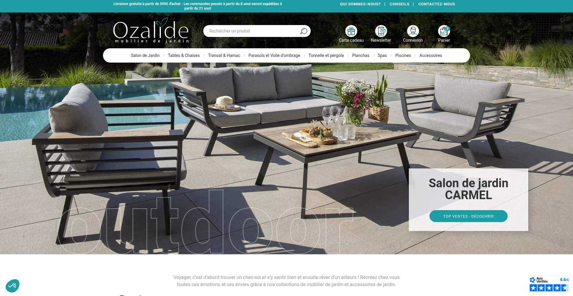 Website screenshot of Ozalide.fr