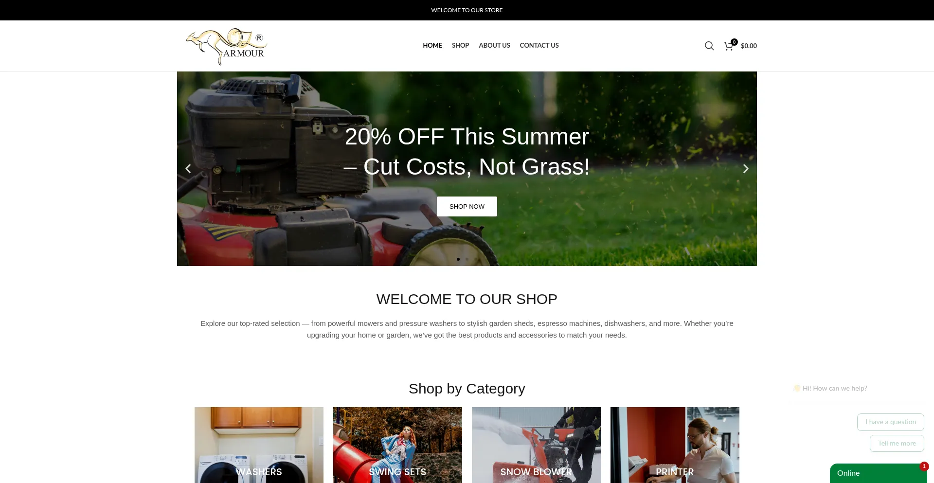 Website screenshot of Ozarmourus.com