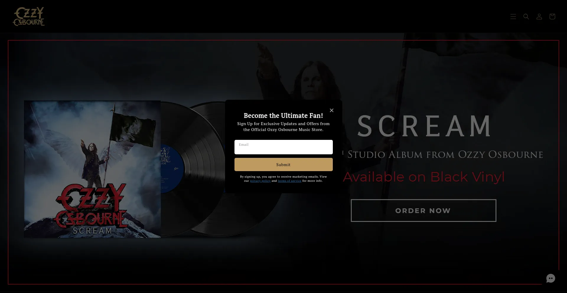 Website screenshot of Ozzymusicshop.com