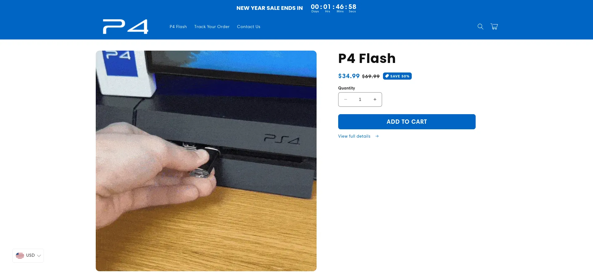 Website screenshot of P4flash.com