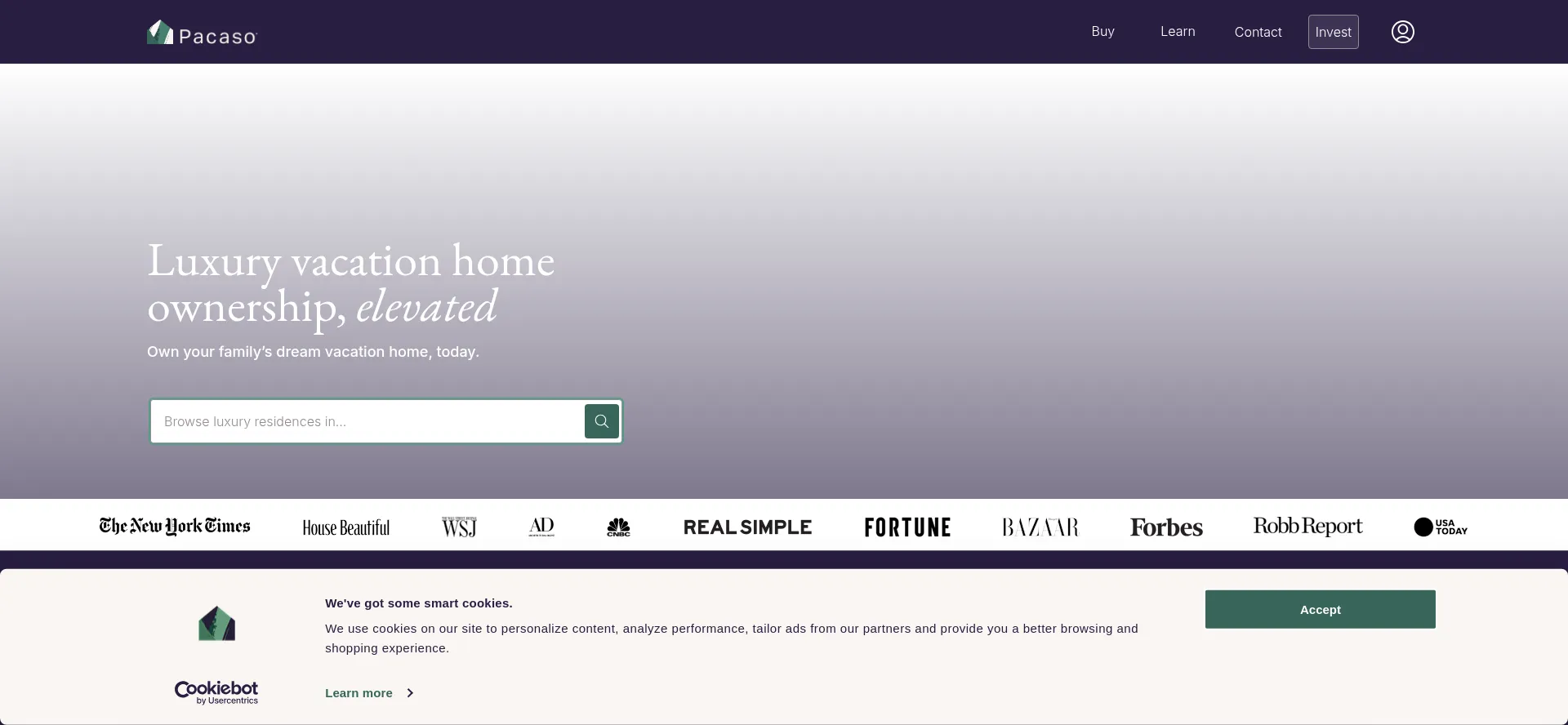 Website screenshot of Pacaso.com