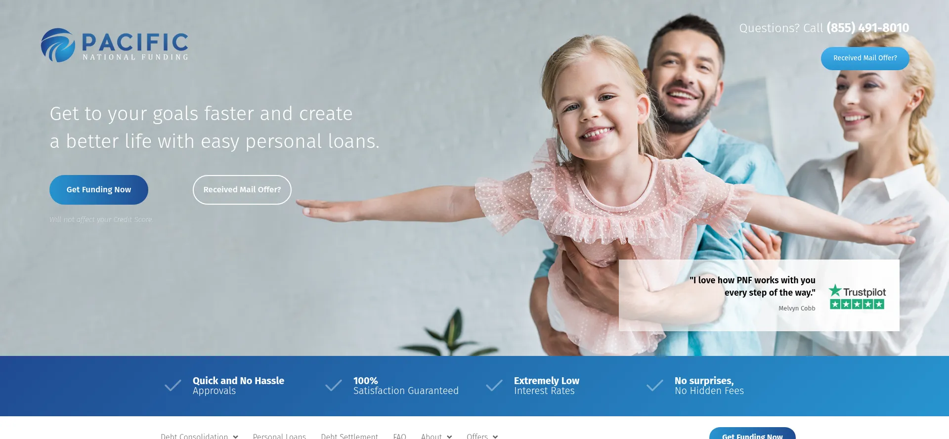 Website screenshot of Pacificnationalfunding.com