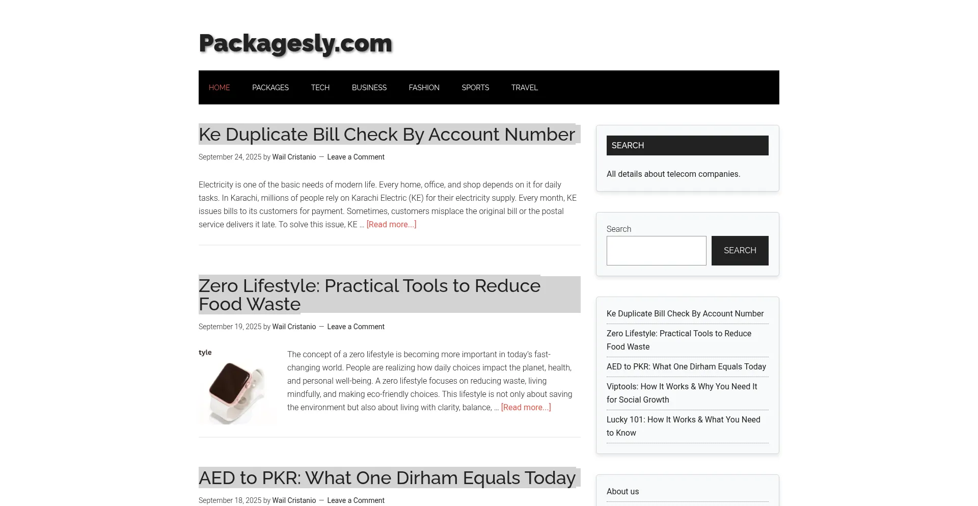 Packagesly.com Screenshot