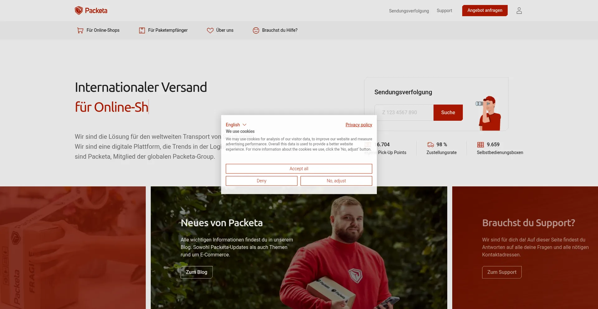 Packeta.de Screenshot
