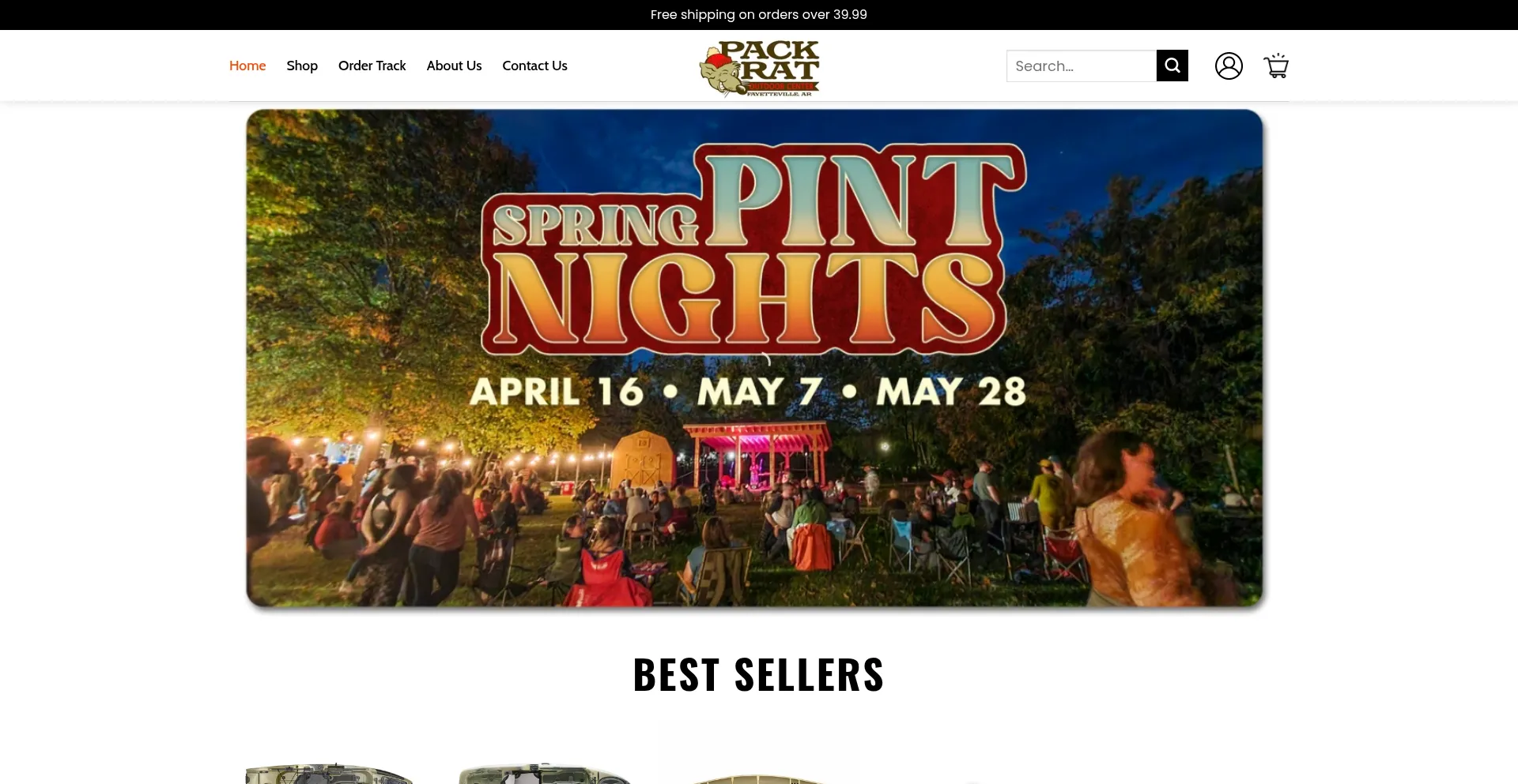 Website screenshot of Packratoutdoor.shop
