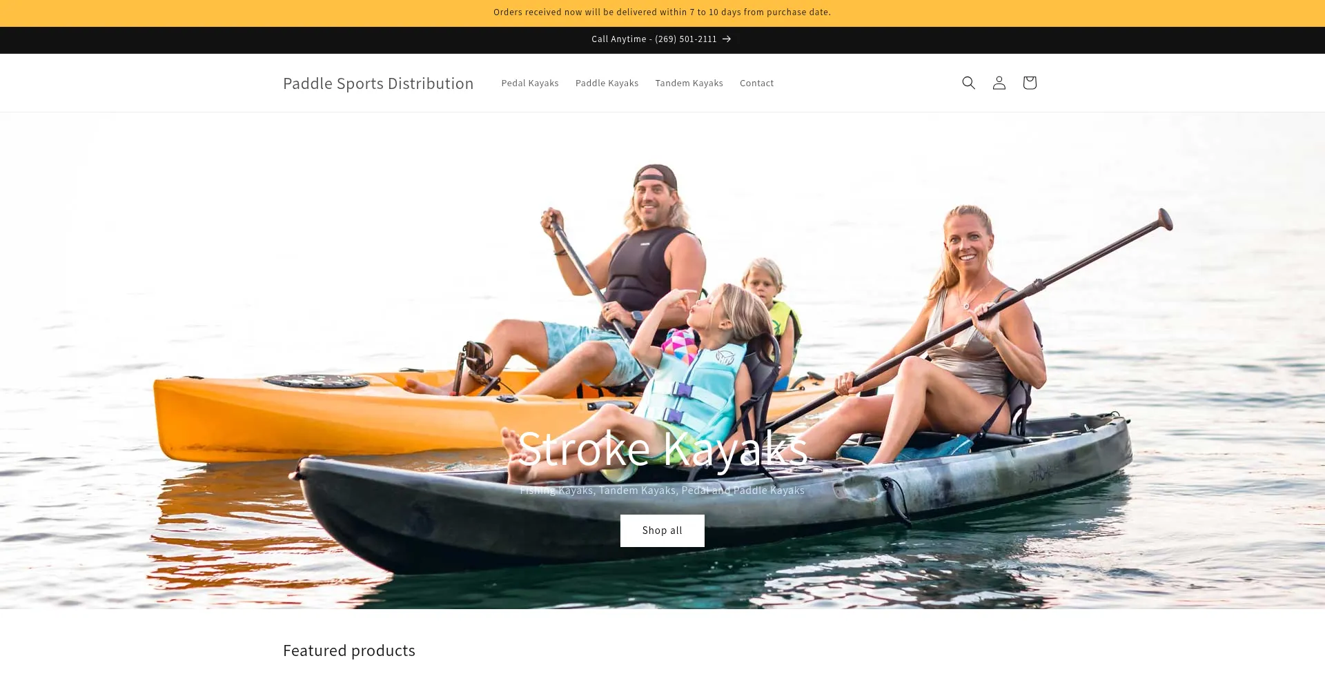 Website screenshot of Paddlesportsdistribution.com