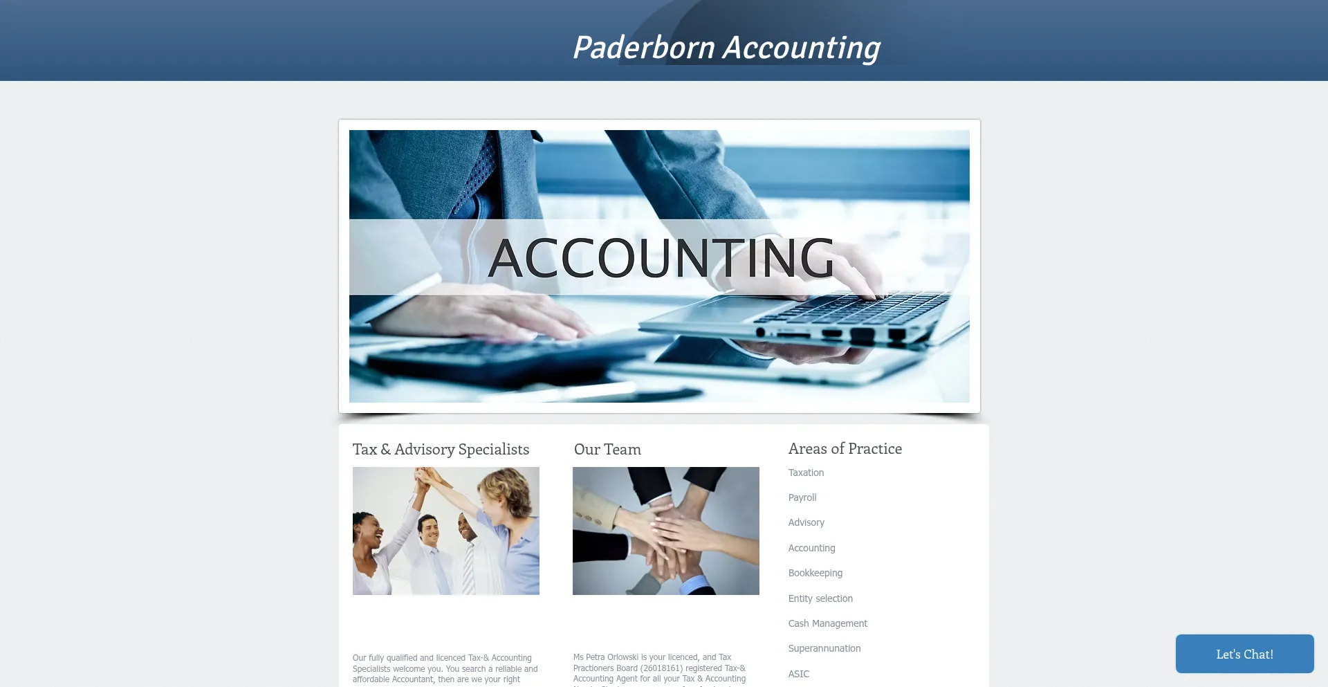 Website screenshot of Paderborn-accounting.com