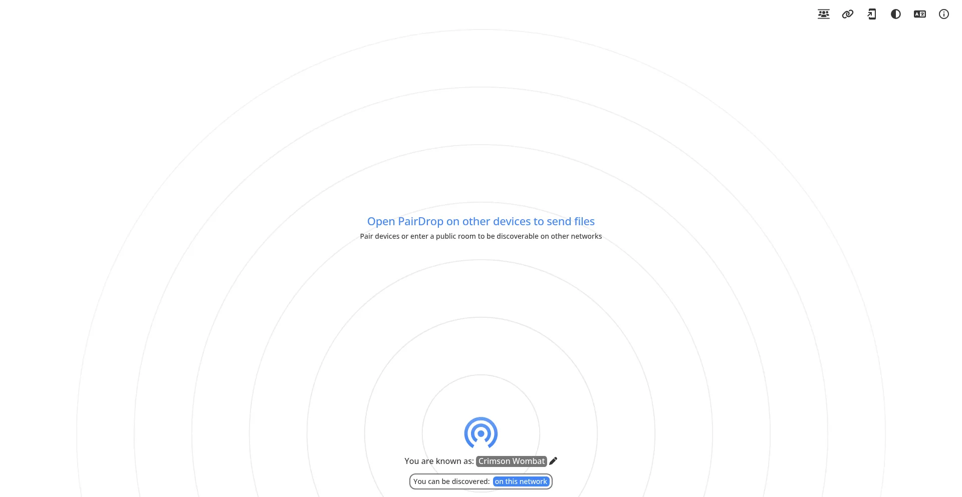 Website screenshot of Pairdrop.net