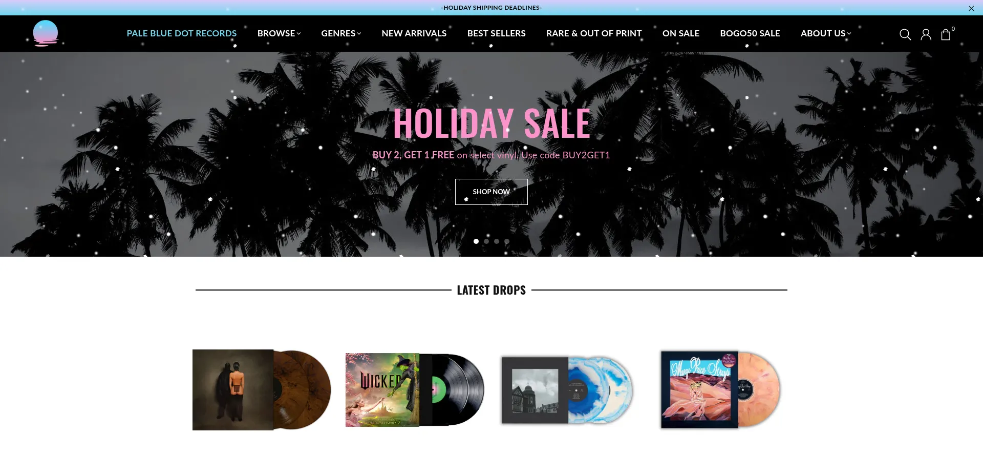 Website screenshot of Palebluedotrecords.com