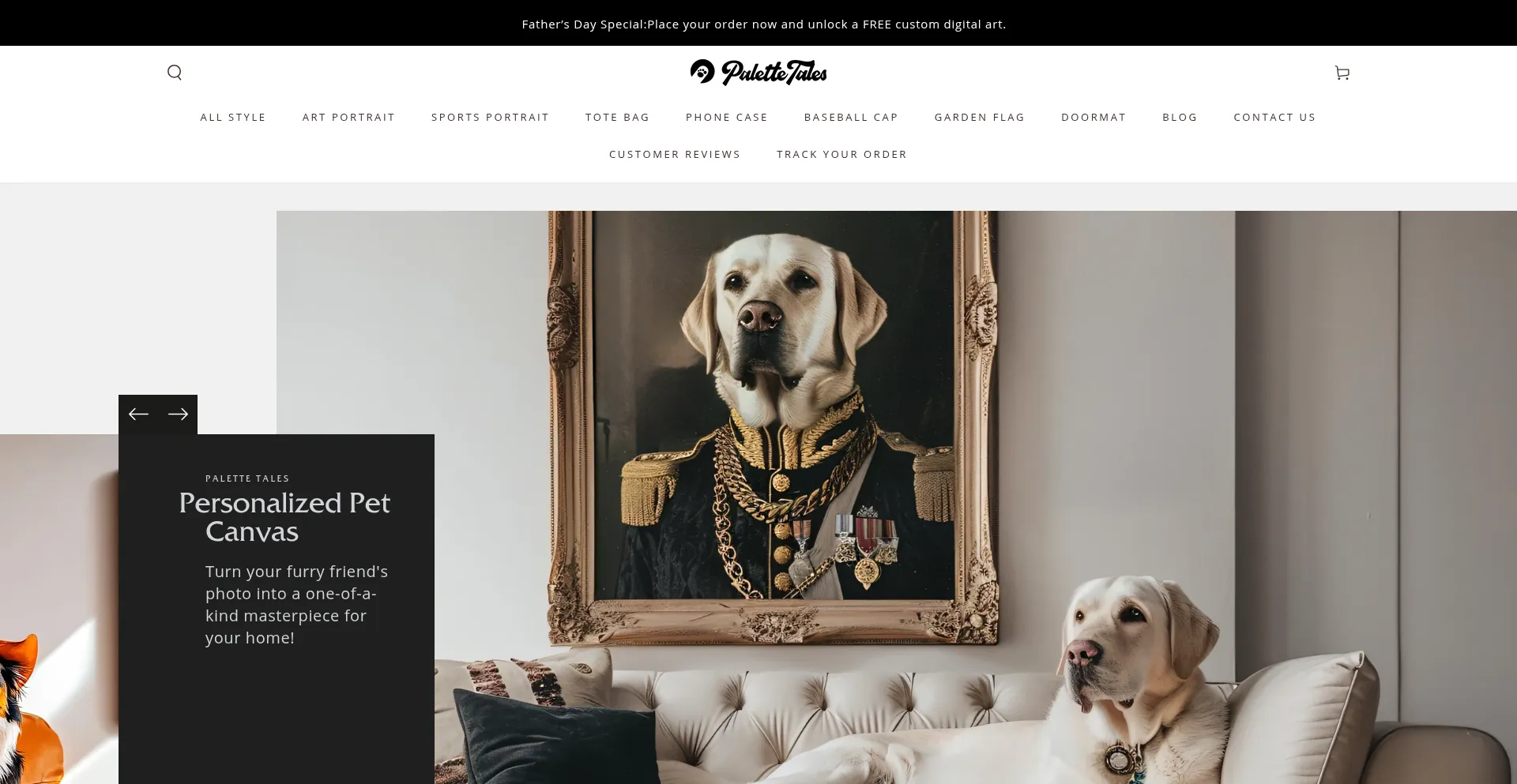 Website screenshot of Palettetales.com