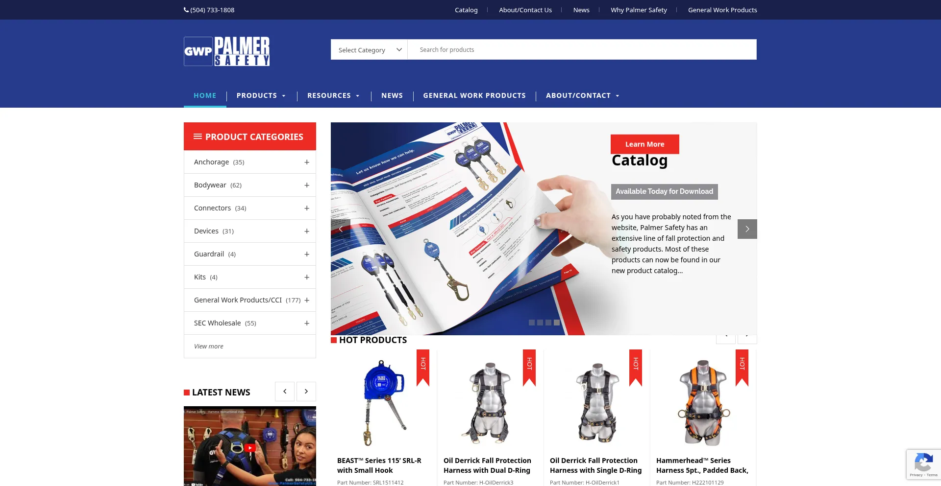 Website screenshot of Palmersafetyus.com