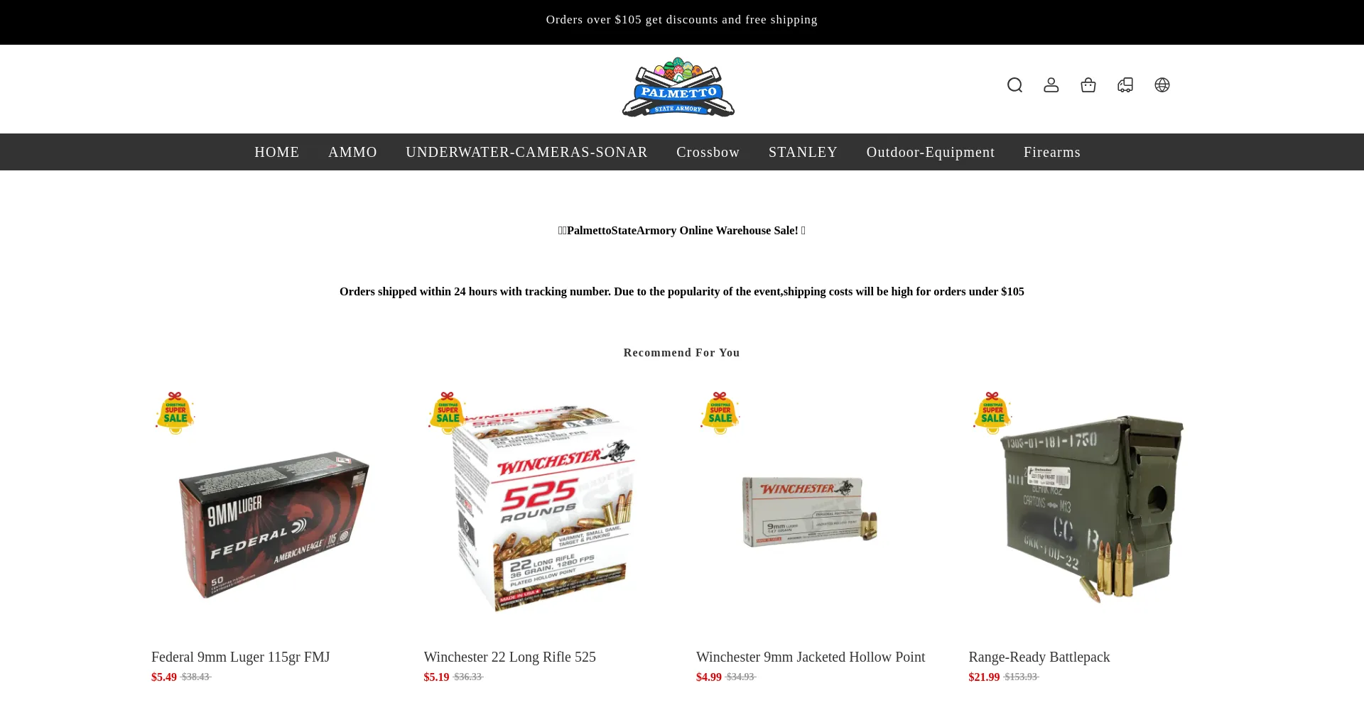 Website screenshot of Palmettoclearancesales.com