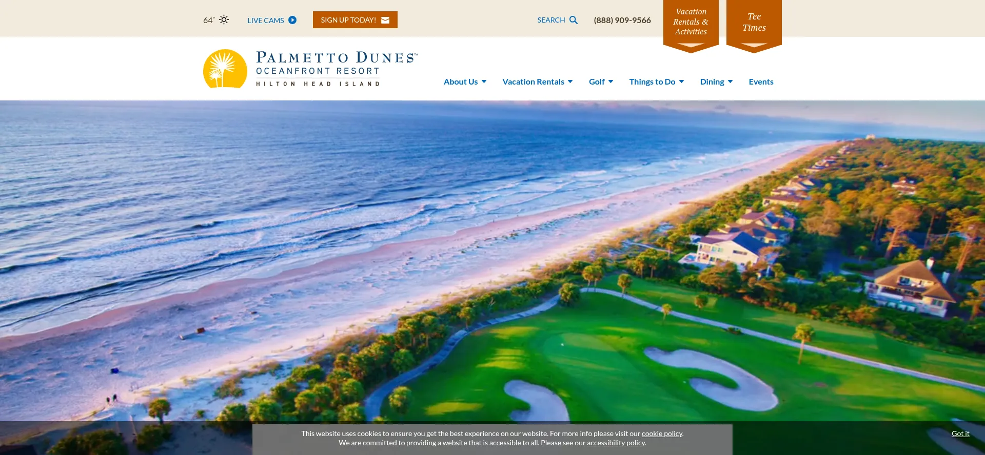 Website screenshot of Palmettodunes.com