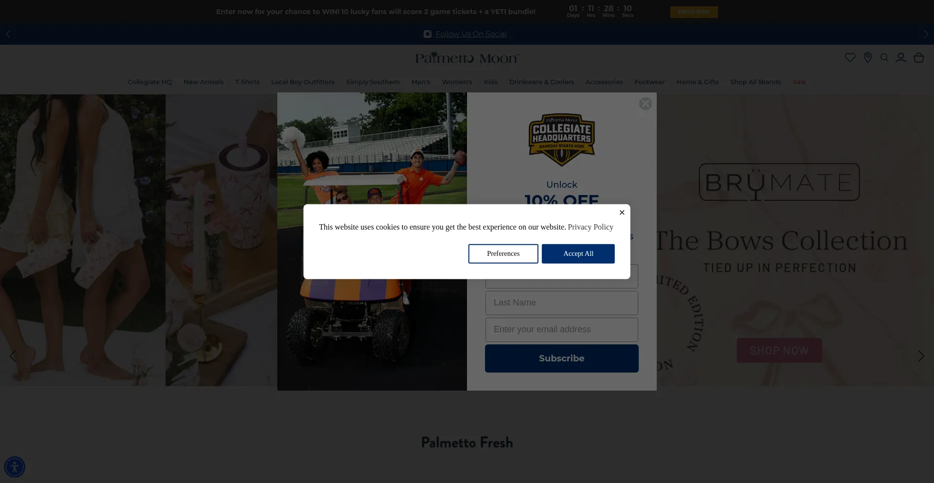 Website screenshot of Palmettomoonshop.com
