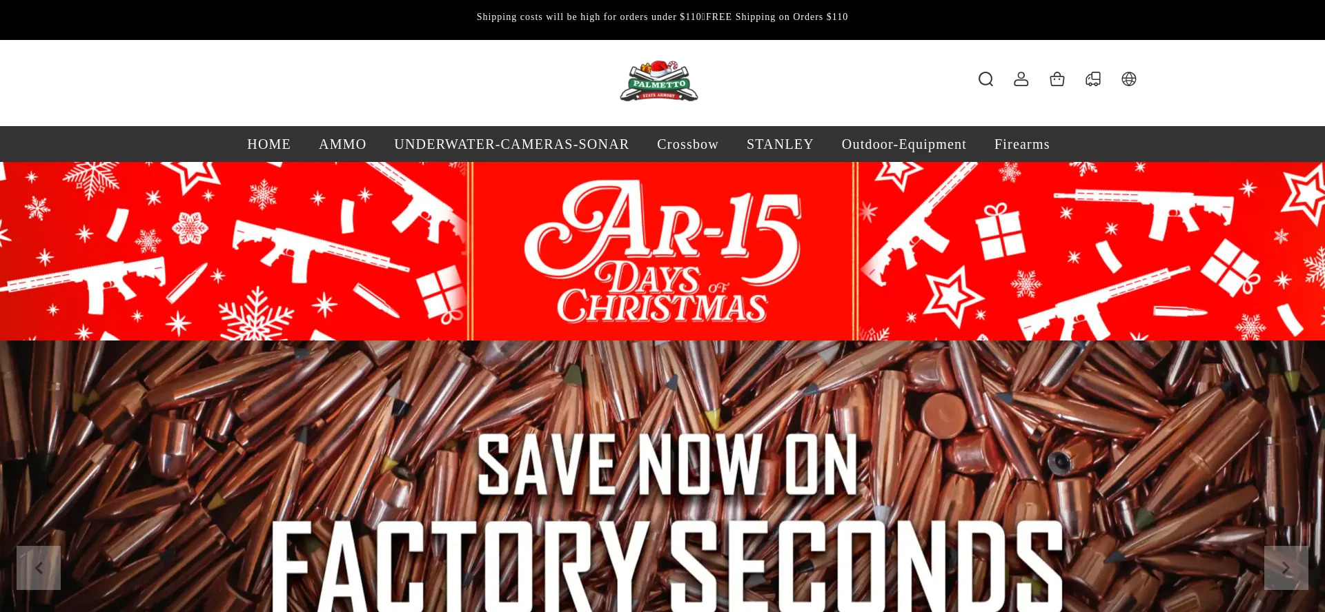 Website screenshot of Palmettostatearmoryus.store