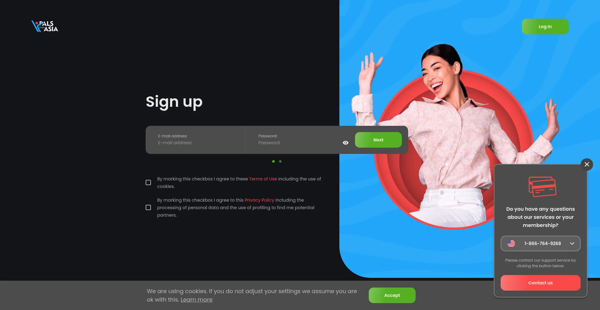 Website screenshot of Palsfromasia.com