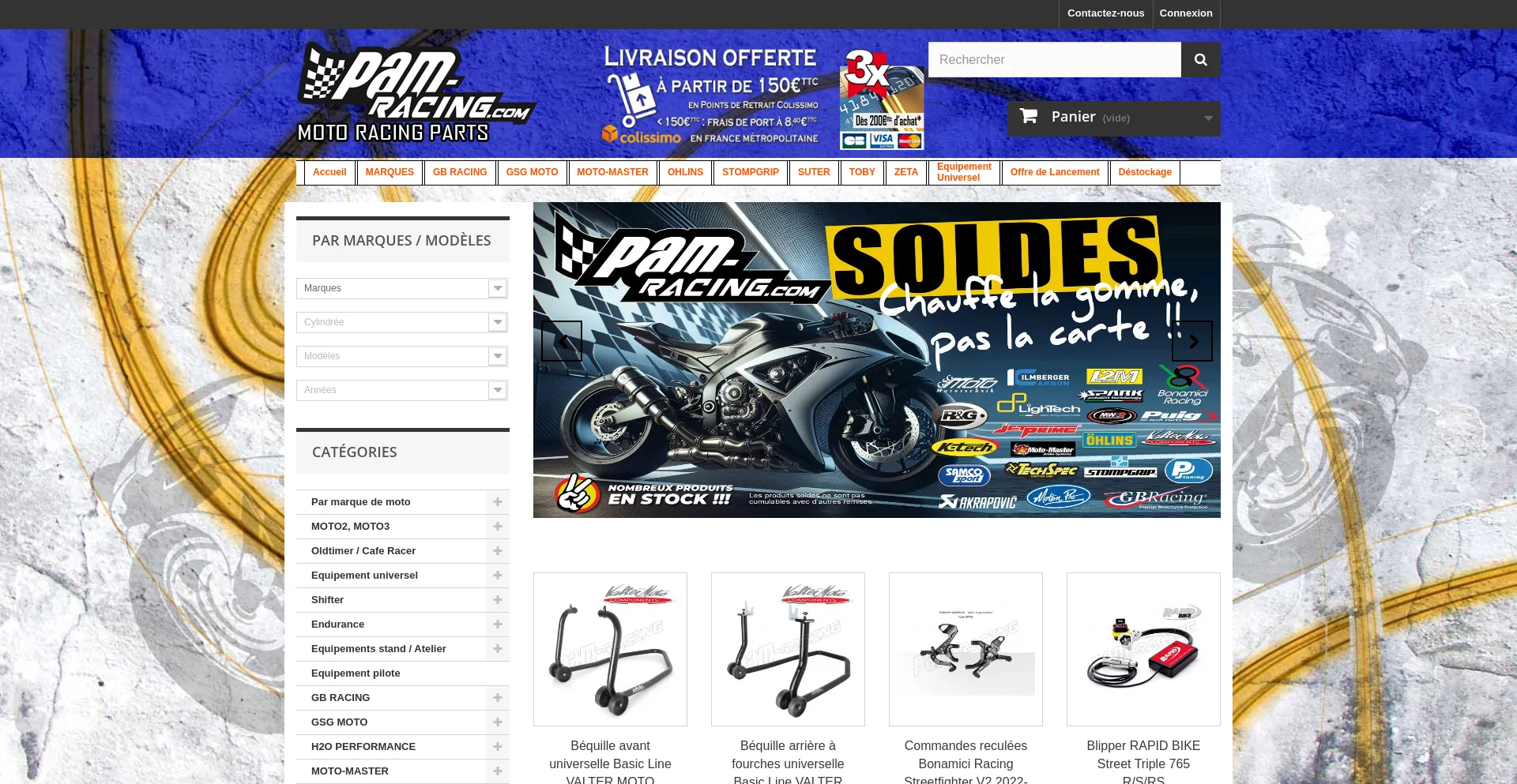 Website screenshot of Pam-racing.com